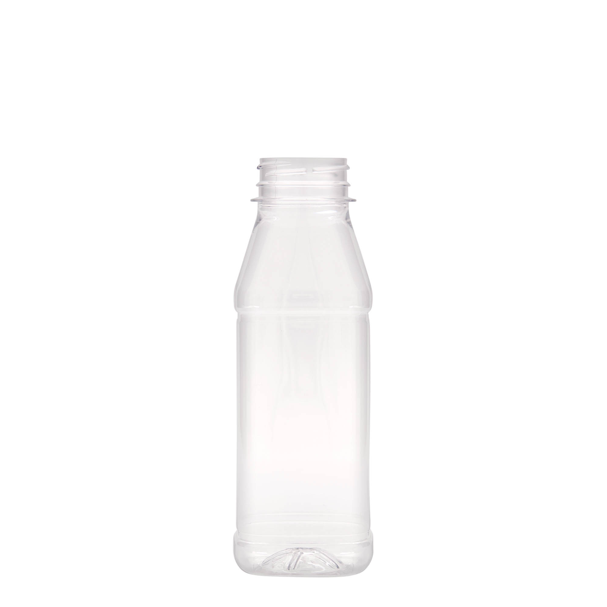 330 ml PET-pudel 'Milk and Juice Carré', ruudukujuline, plastik, ava: 38 mm