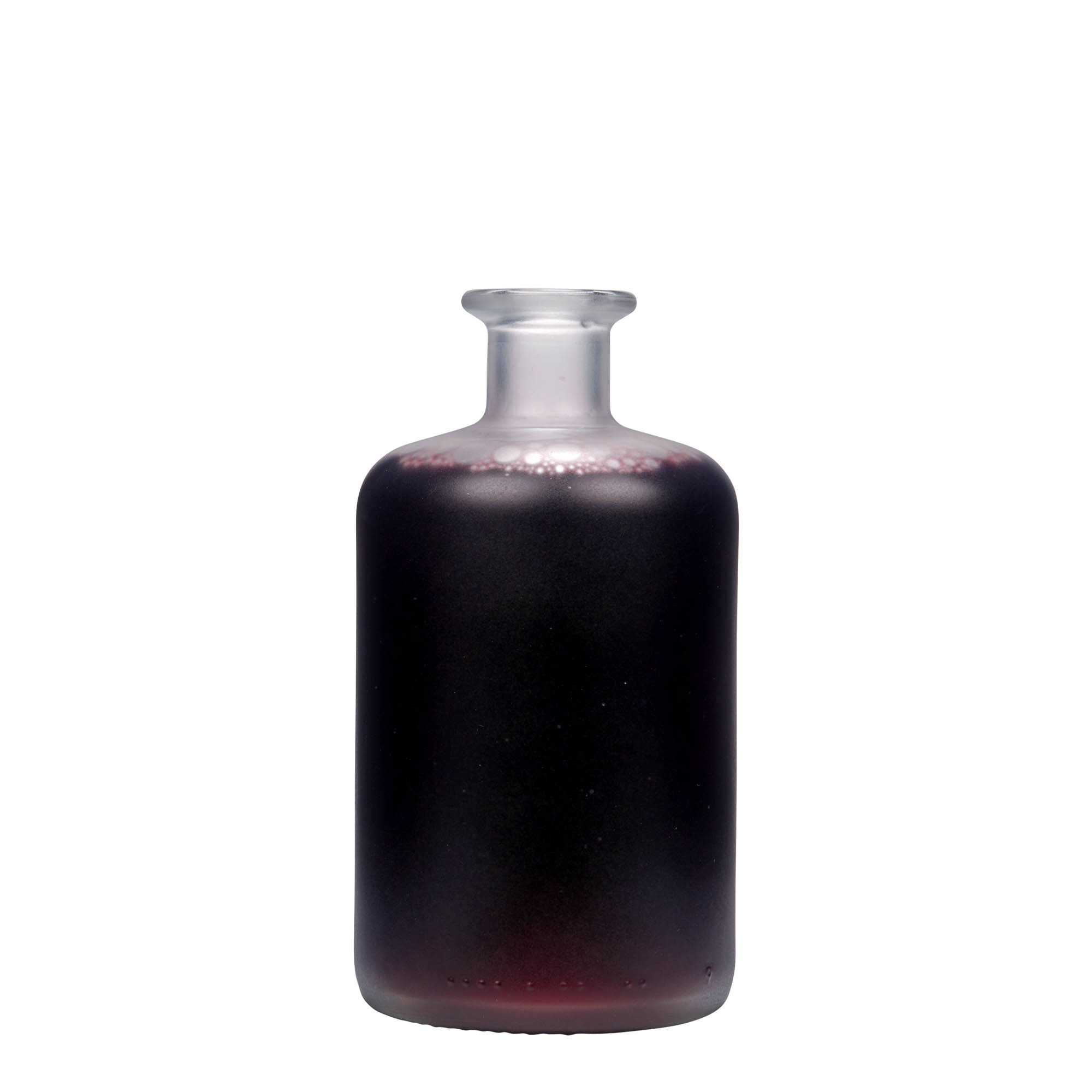 500 ml apteegipudel klaasist, jäätunud, suuava: kork