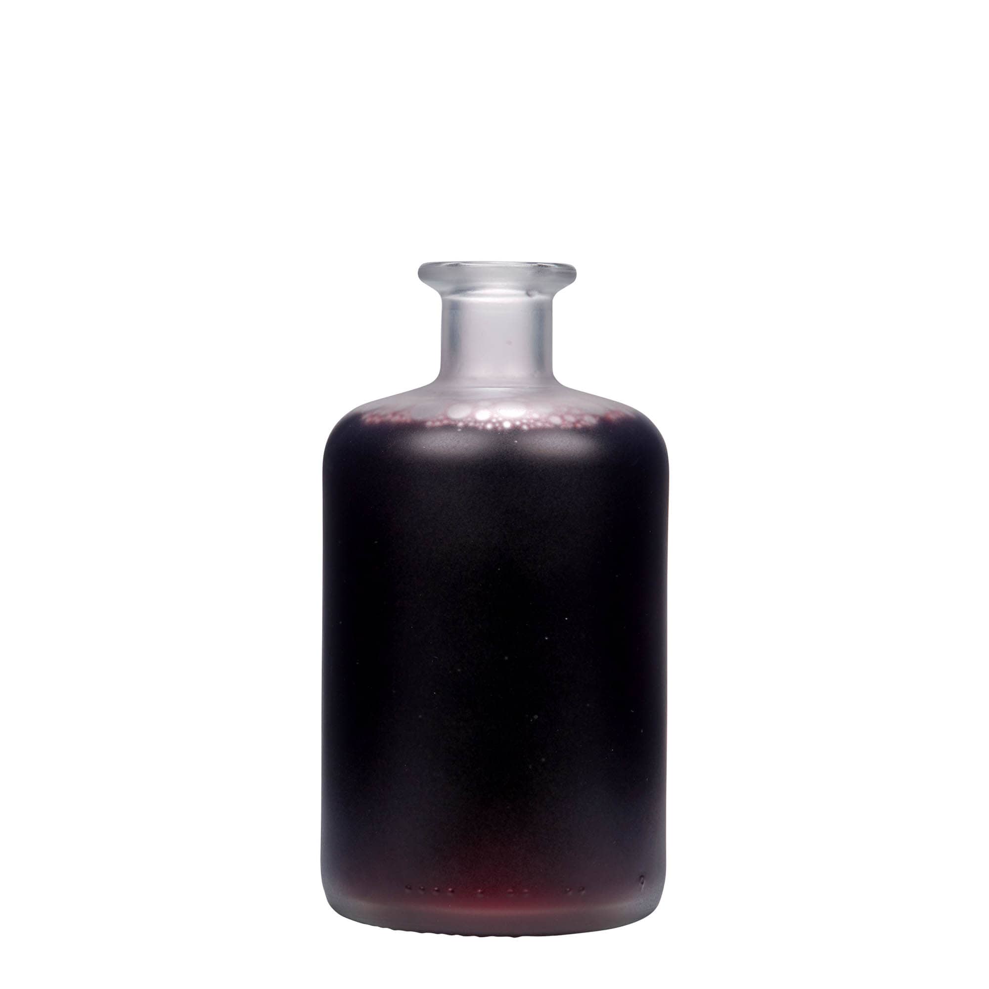 500 ml apteegipudel klaasist, jäätunud, avale: kork