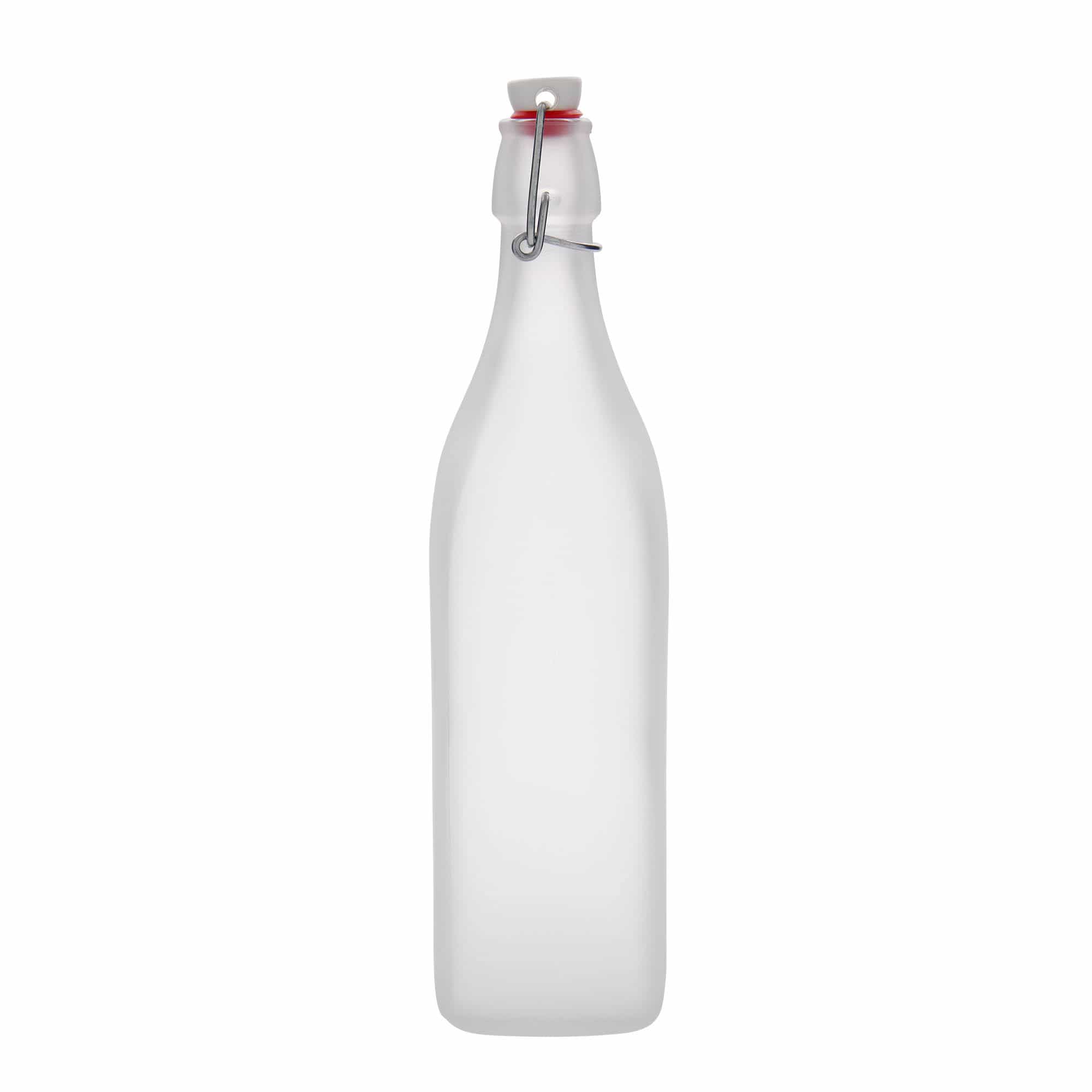 1000 ml klaaspudel 'Sving', ruudukujuline, valge, sulgur: traatkork