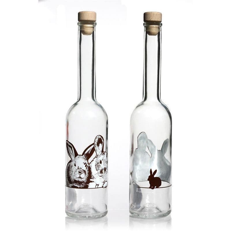 500 ml klaaspudel 'Opera', motiiv: küülikud, sulgur: kork 500 ml klaaspudel 'Opera', motiiv: küülikud, sulgur: kork