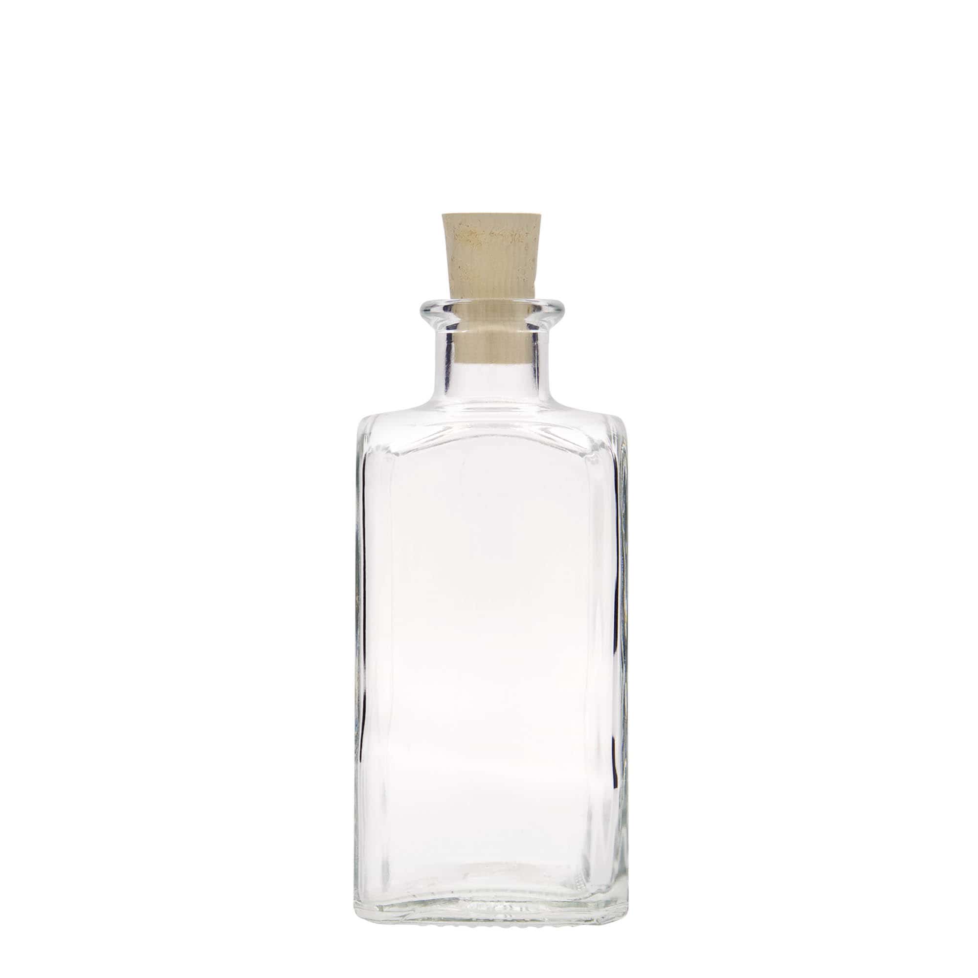 250 ml klaaspudel Apotheker Carré, ruudukujuline, avale: kork