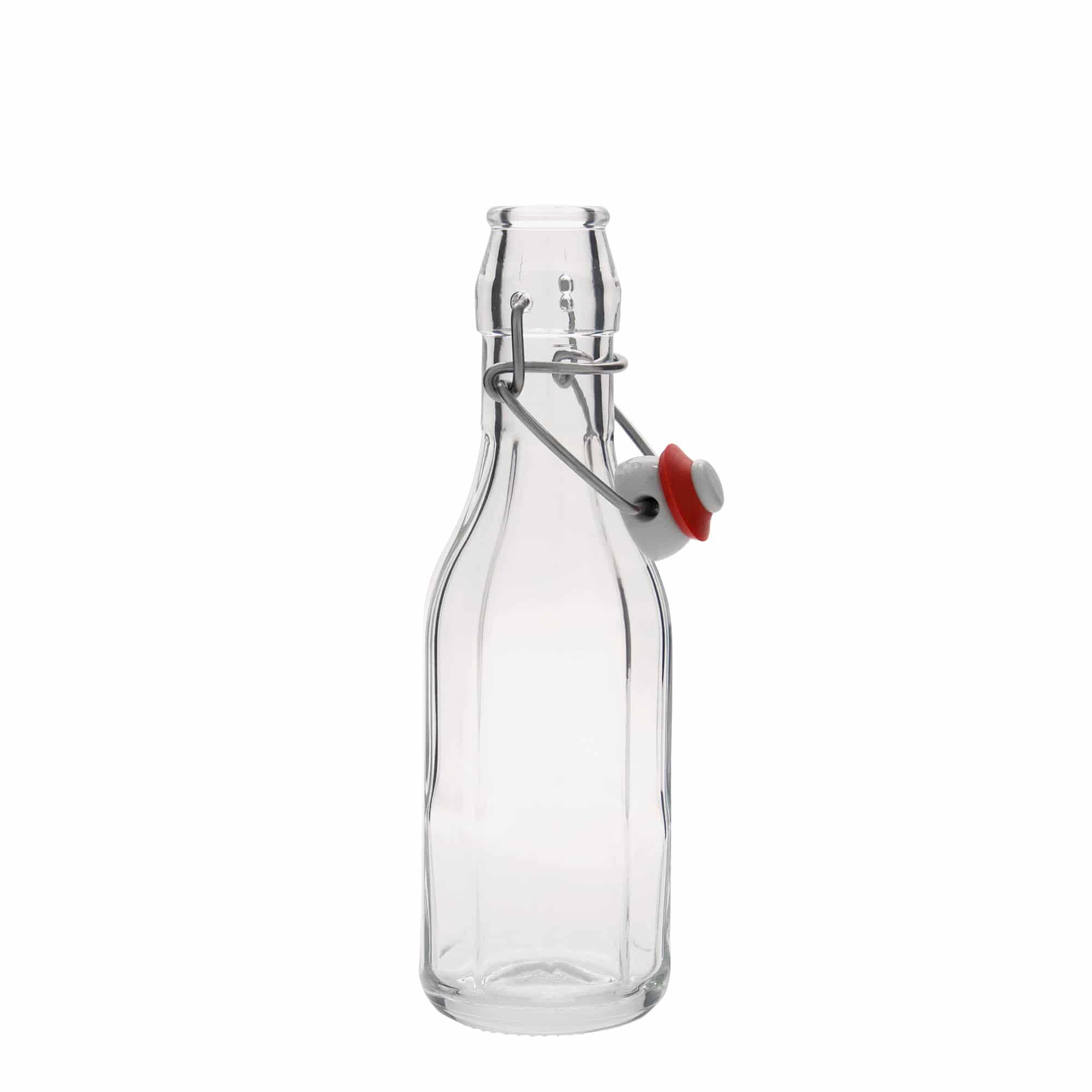 250 ml klaaspudel „Bravo“, kaheksanurkne, avale: klambrikork