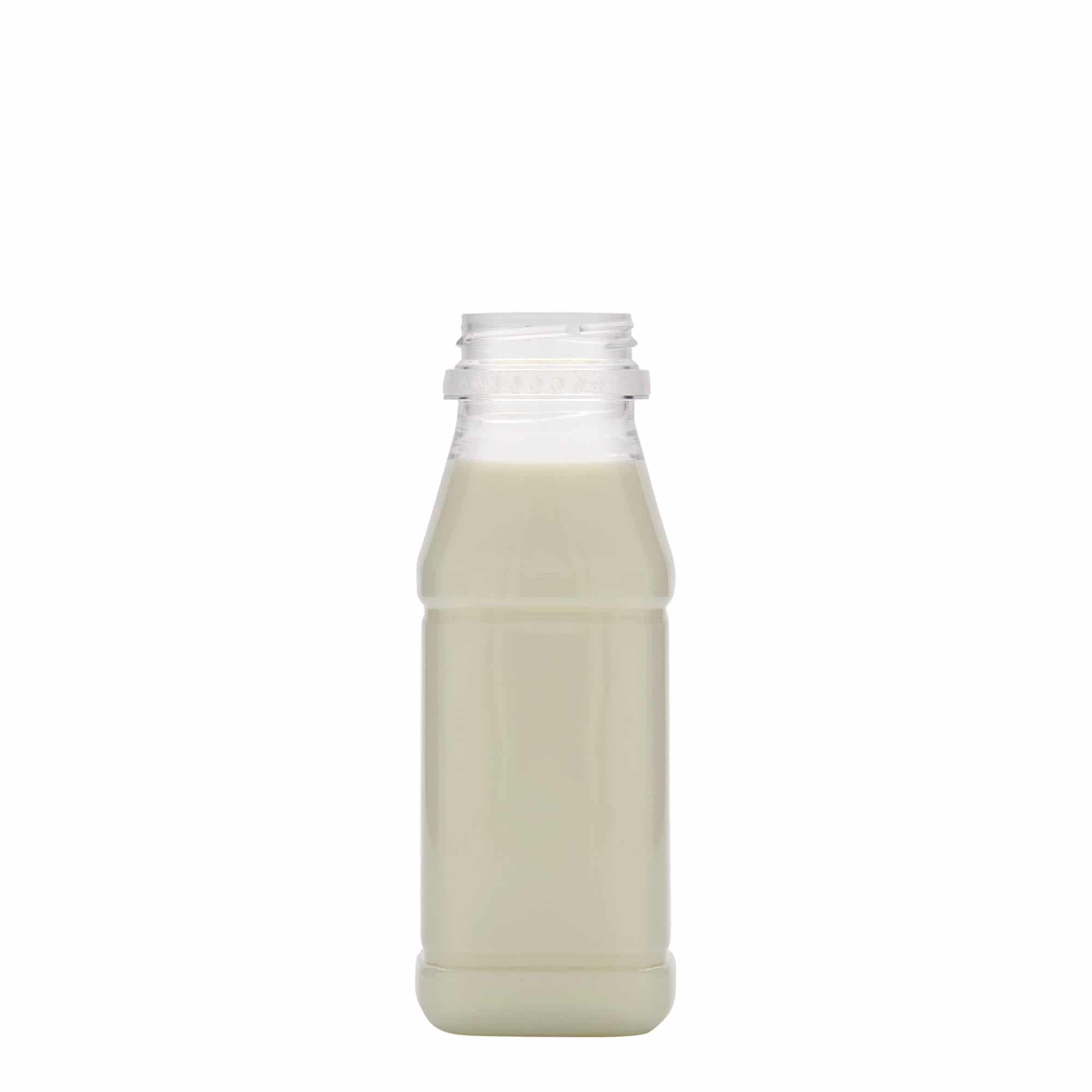 250 ml PET-pudel 'Milk and Juice Carré', ruudukujuline, plast, sulgur: 38 mm