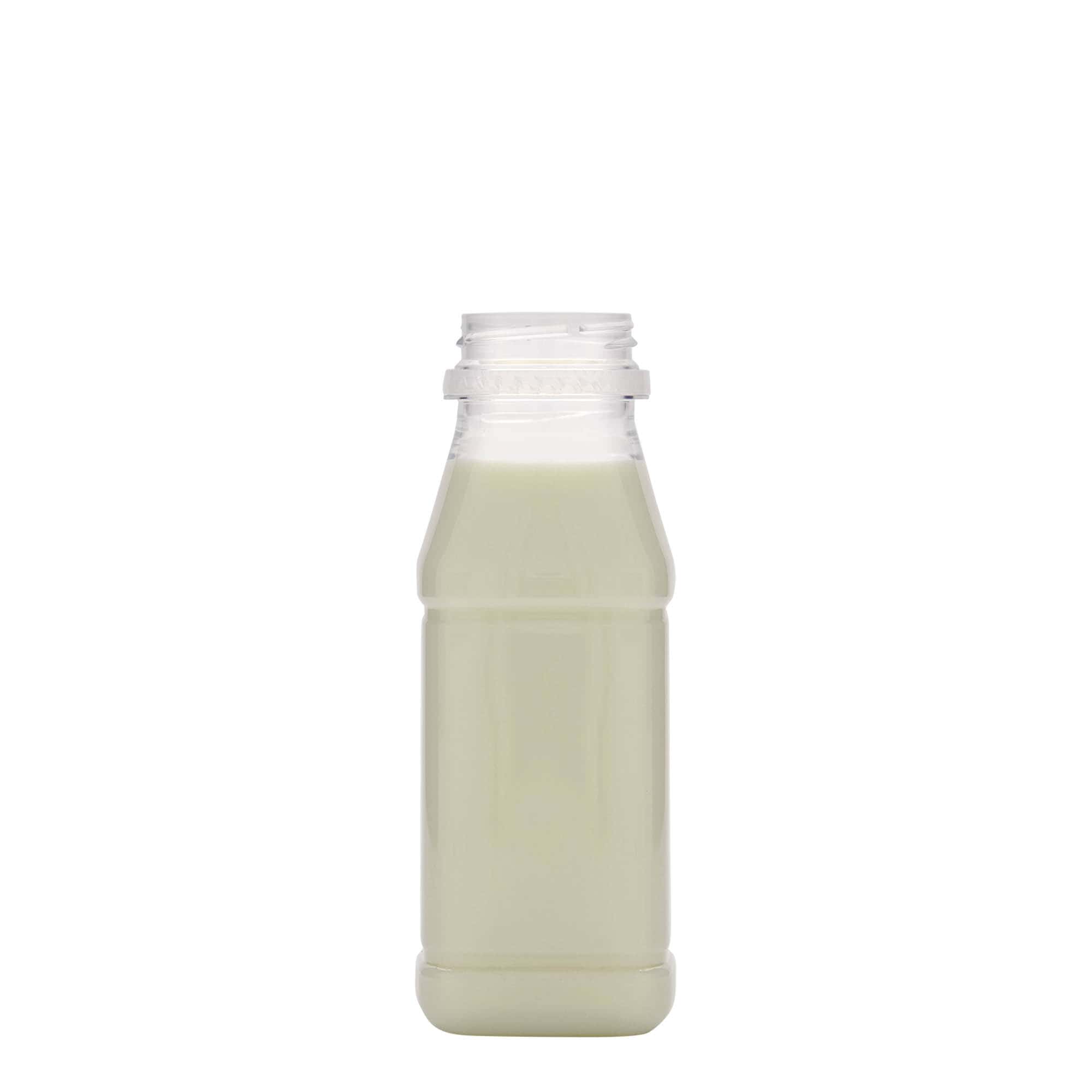 250 ml PET-pudel 'Milk and Juice Carré', ruudukujuline, plastik, kaelus: 38 mm