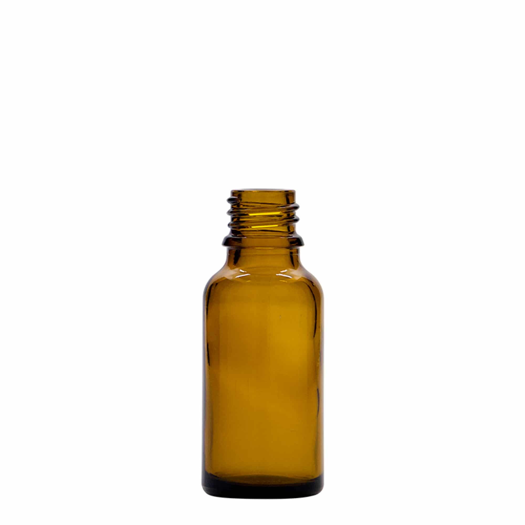 20 ml tilguti pudel meditsiin, klaas, pruun, suu: DIN 18