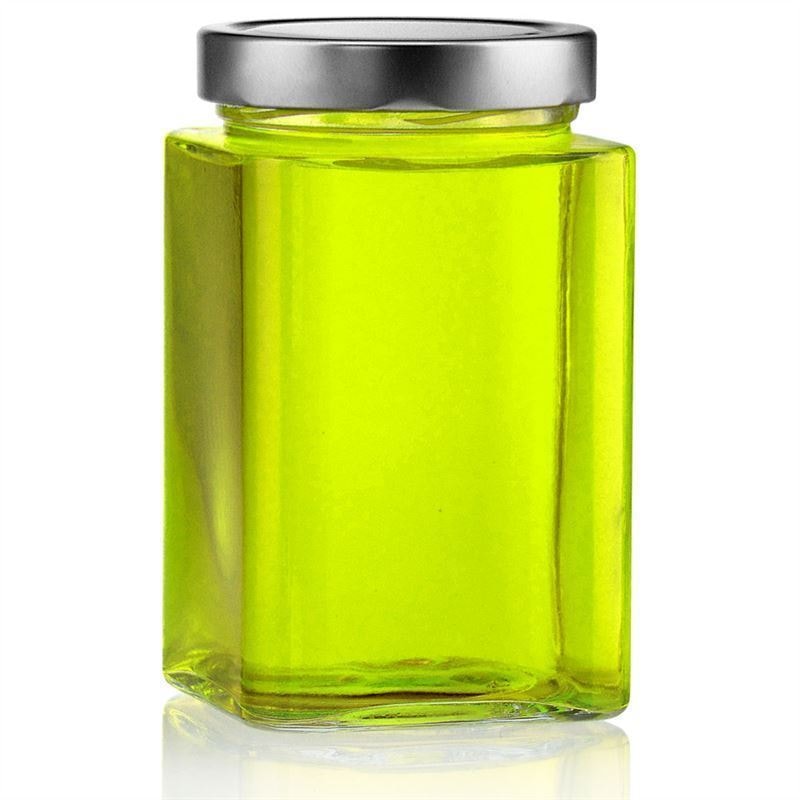720 ml ruudukujuline klaaspurk „Ikarus“, avale: sügav keeratava kaanega (DTO 82)