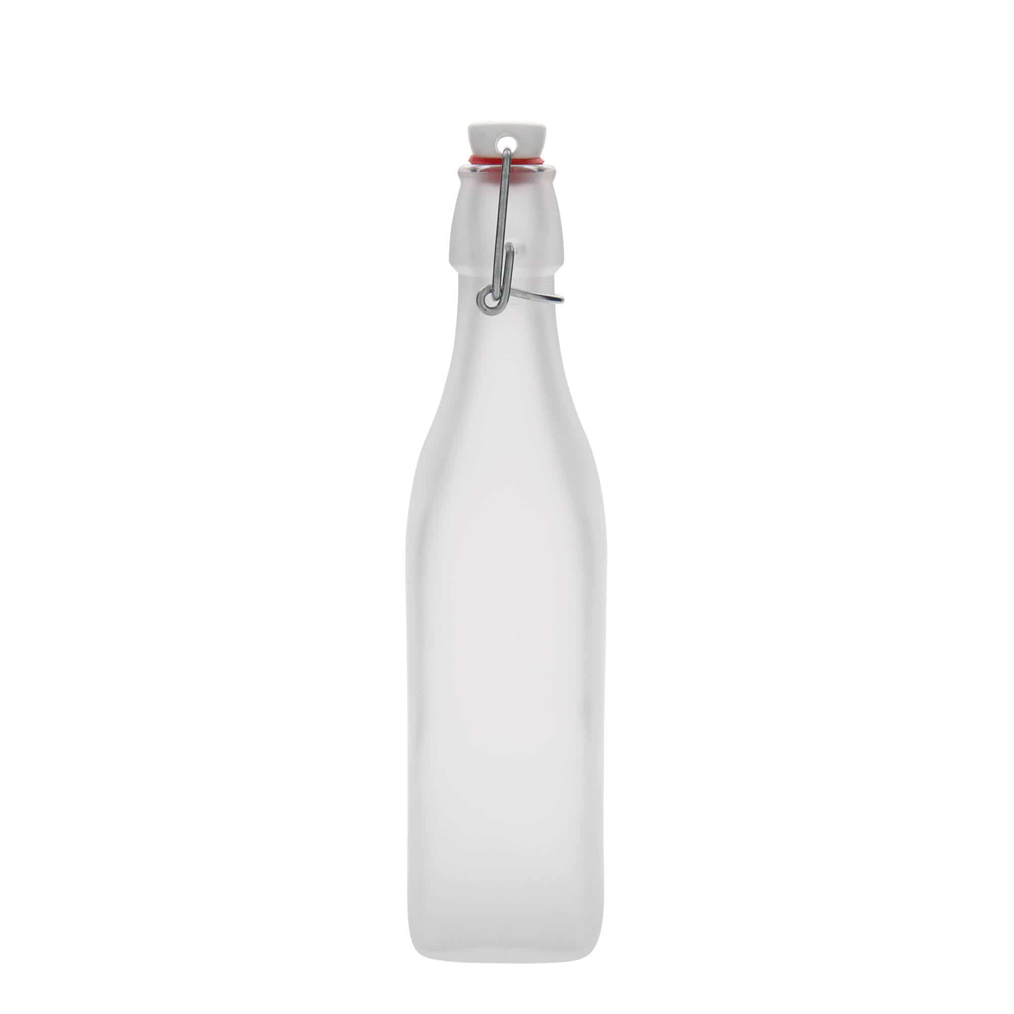 500 ml klaaspudel 'Sving', ruudukujuline, valge, sulgur: traatkork