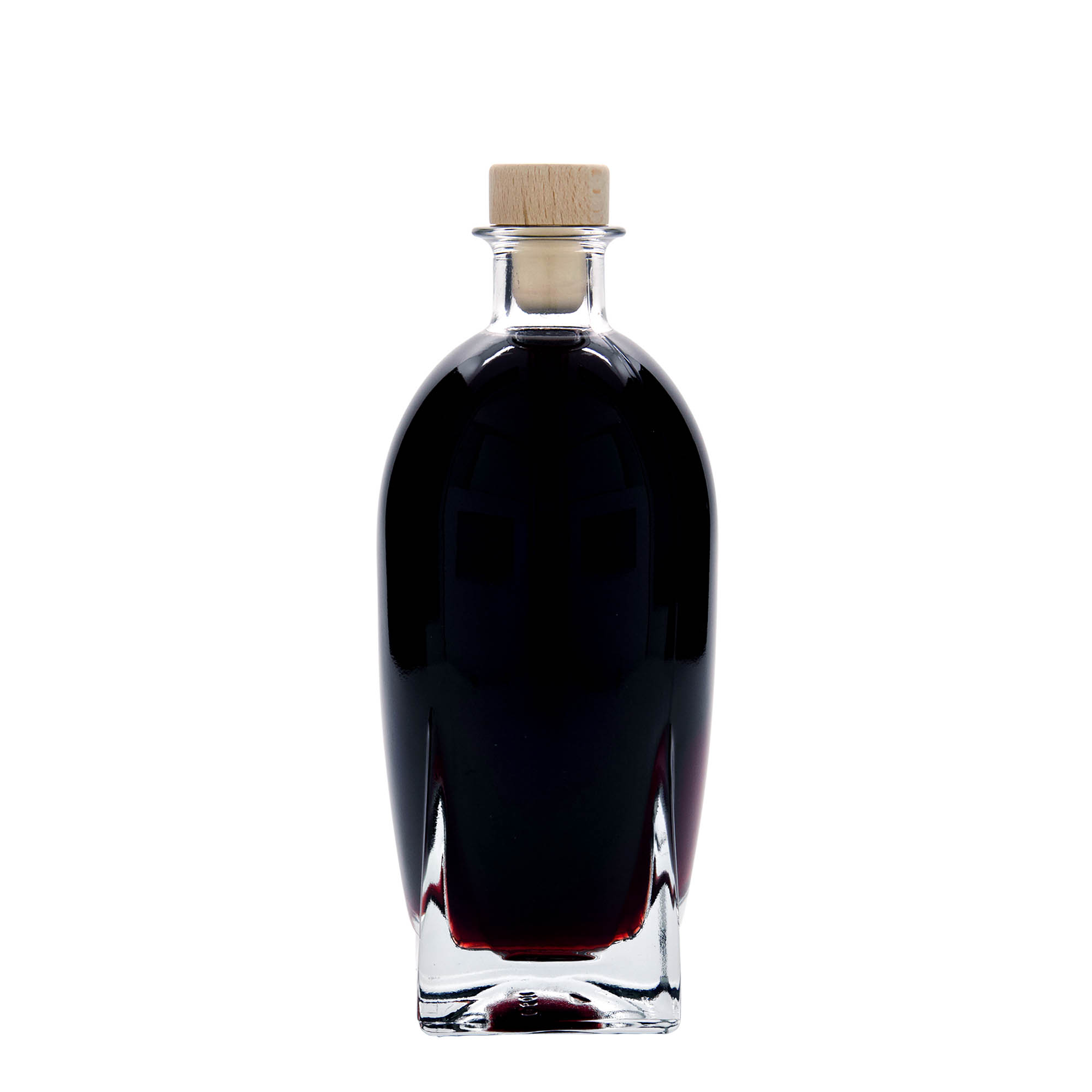 500 ml klaaspudel 'Zino', ruudukujuline, sulgur: kork