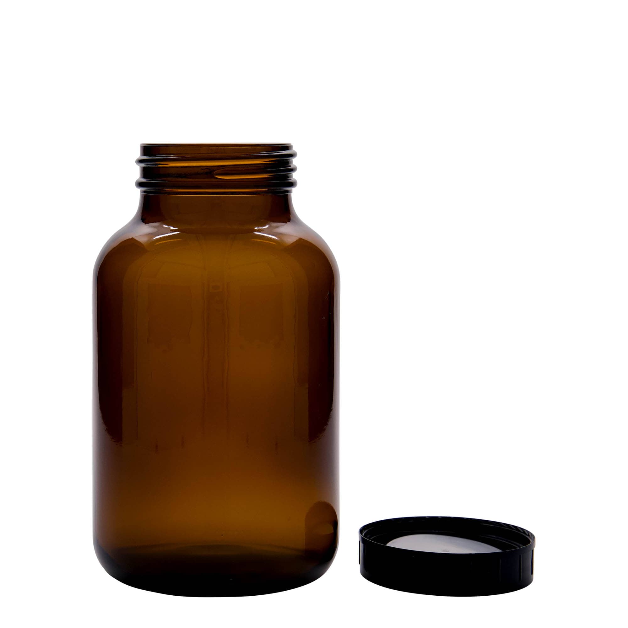 1.000 ml laia kaelaga klaaspurk, pruun, suuava: DIN 68