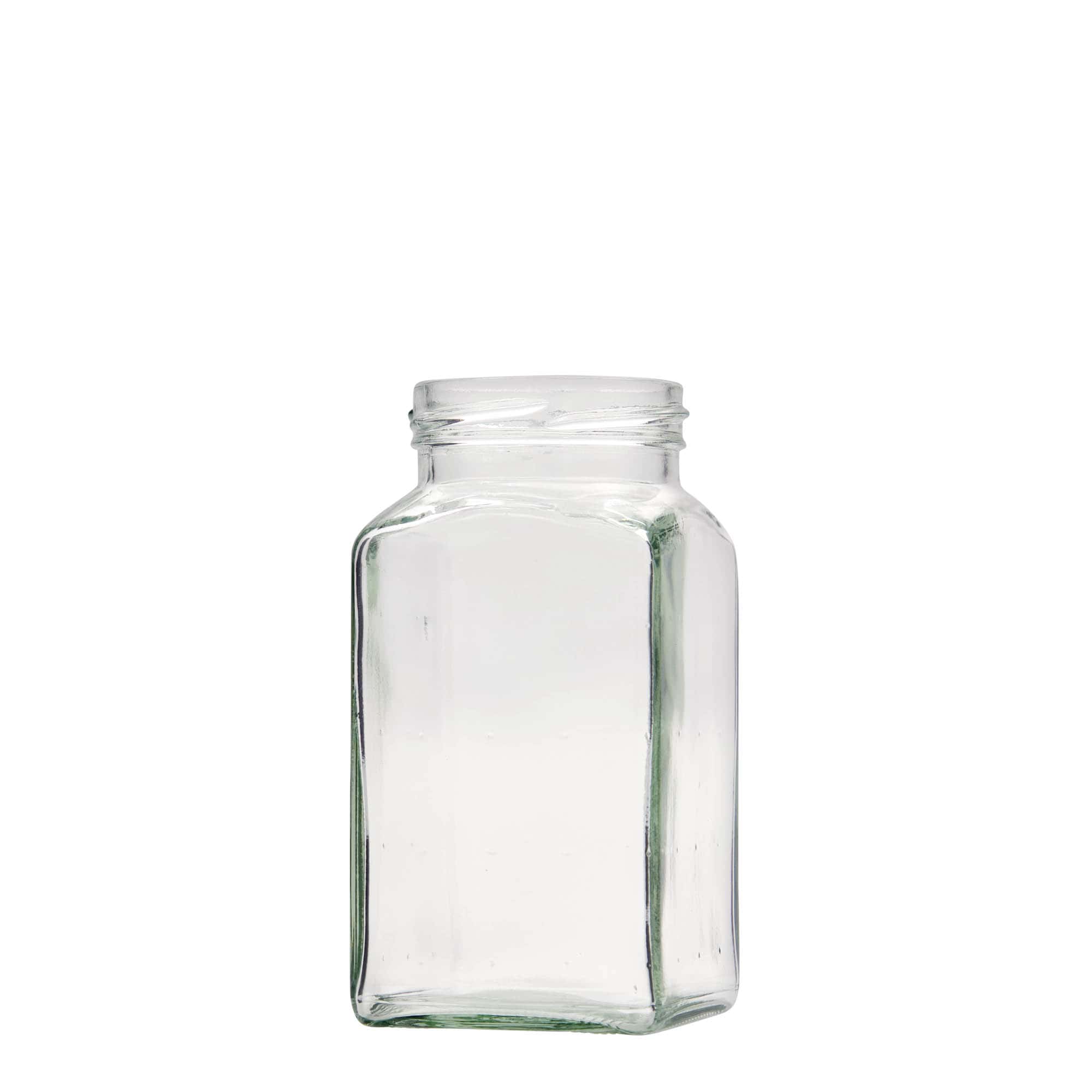 312 ml ruudukujuline klaaspurk, suuava: Twist-Off (TO 58)