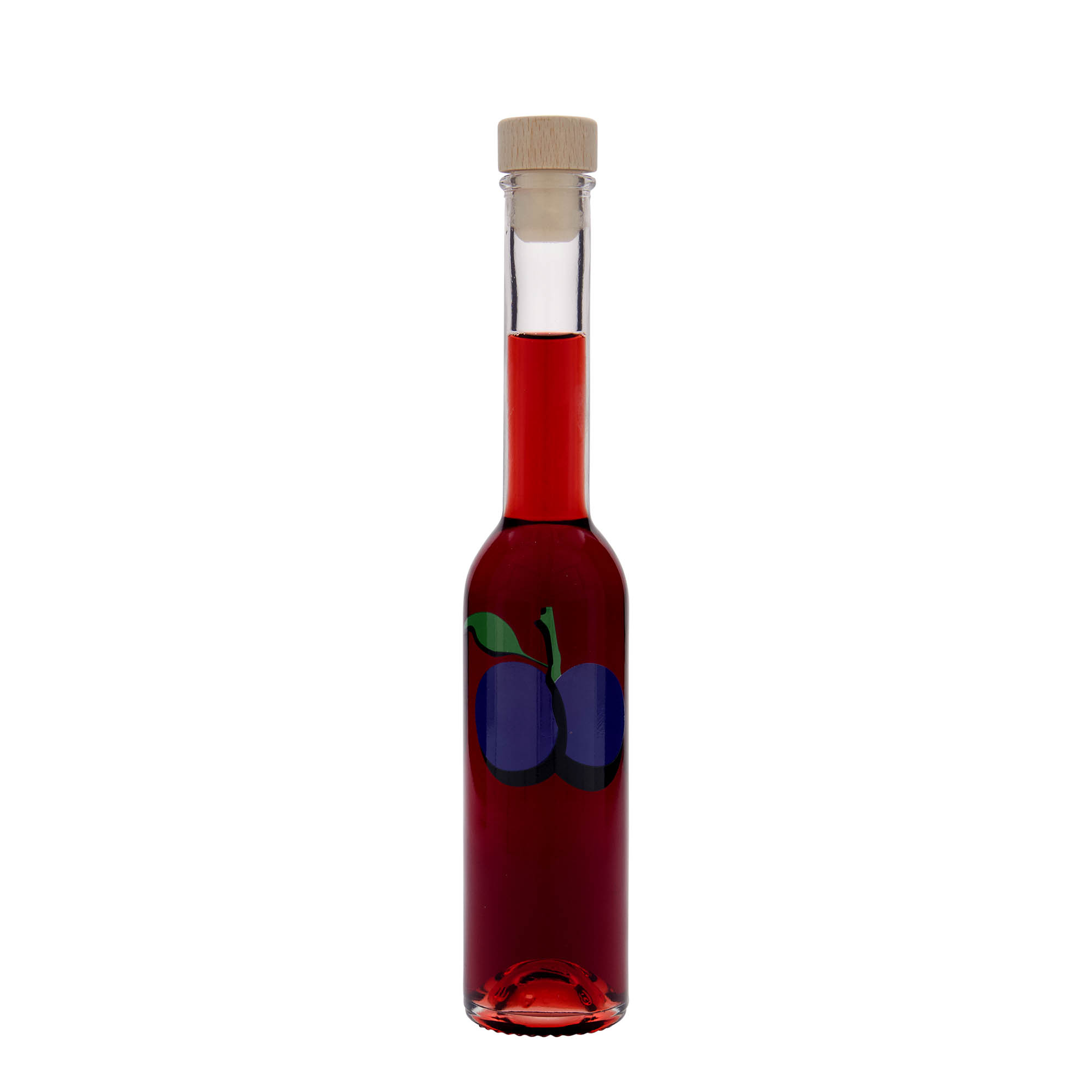 200 ml klaaspudel 'Opera', motiiv: ploome, suu: kork