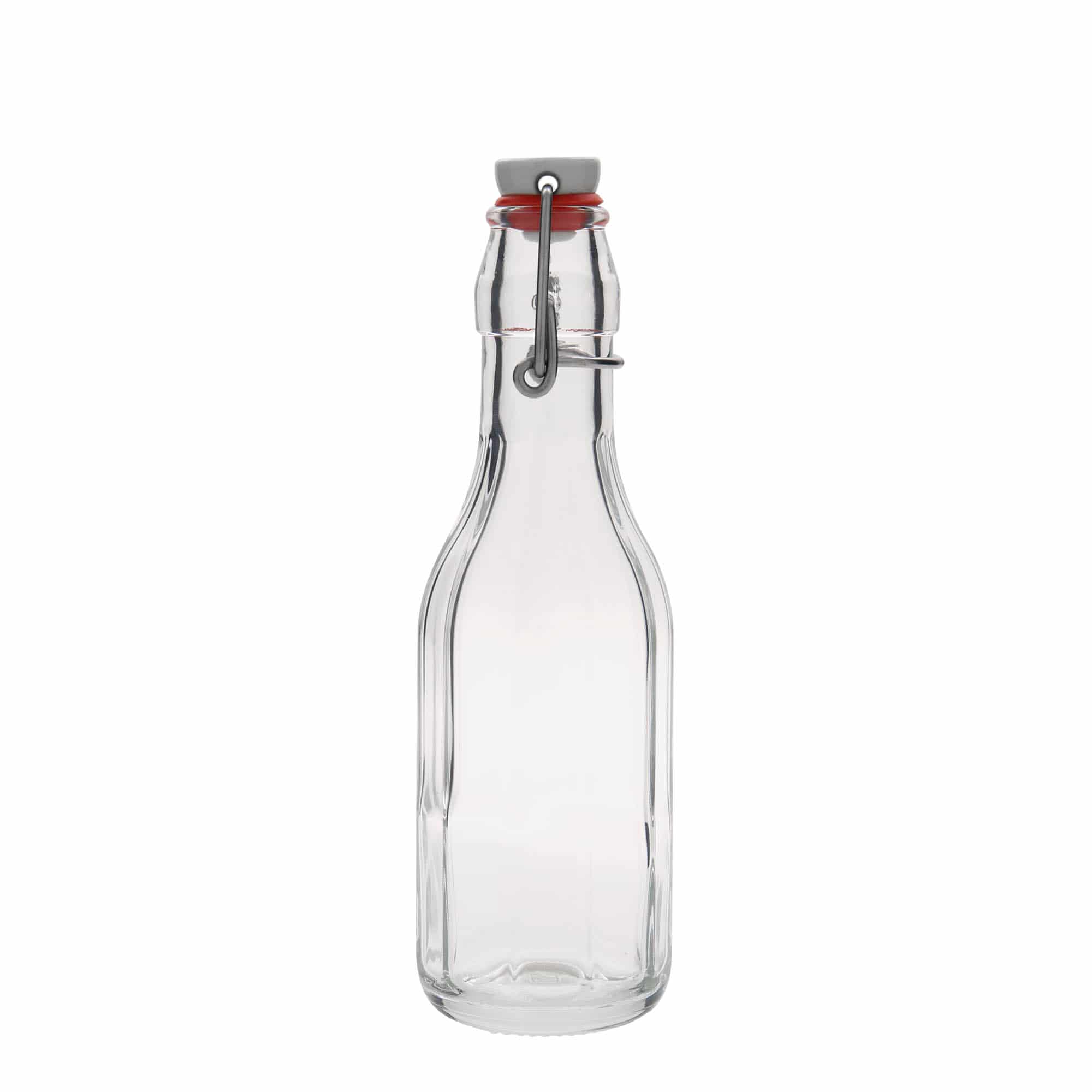 250 ml klaaspudel „Bravo“, kaheksanurkne, avale: klambrikork
