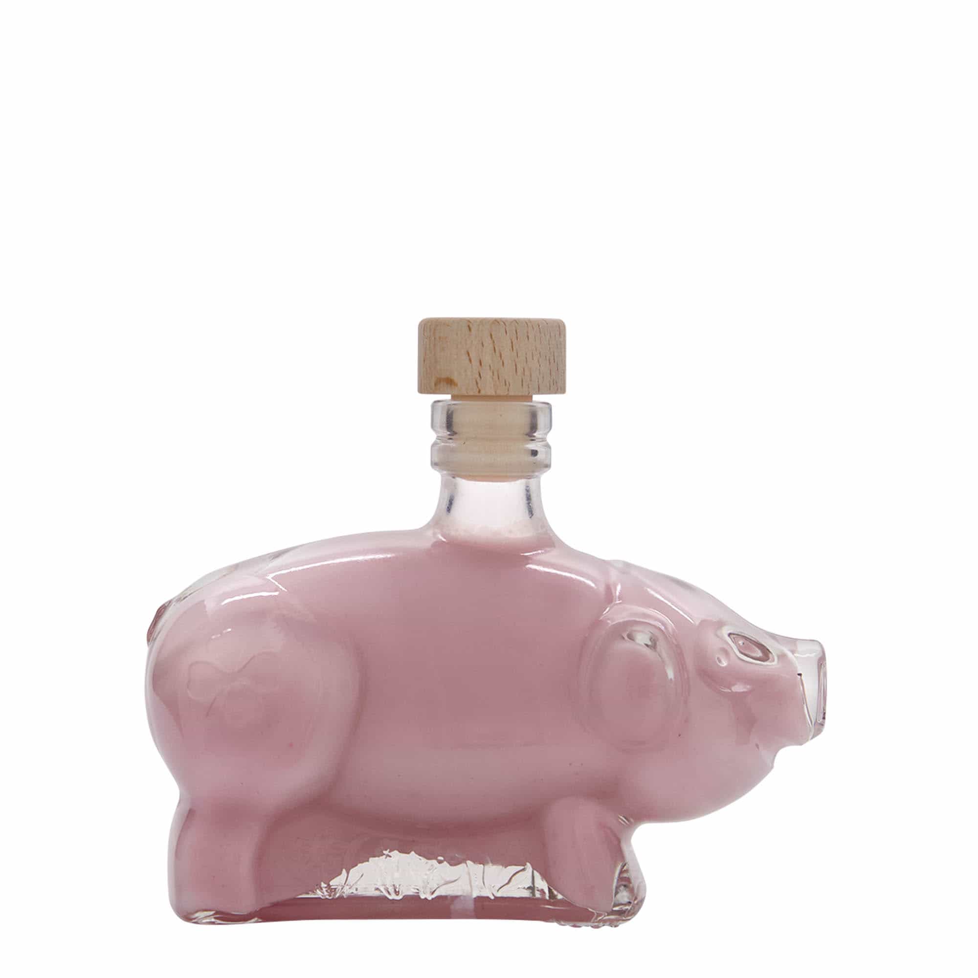 200 ml klaaspudel „Õnnelik põrsas“, suuava: kork
