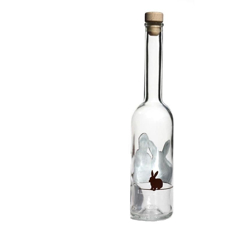 500 ml klaaspudel 'Opera', motiiv: küülik, suu: kork