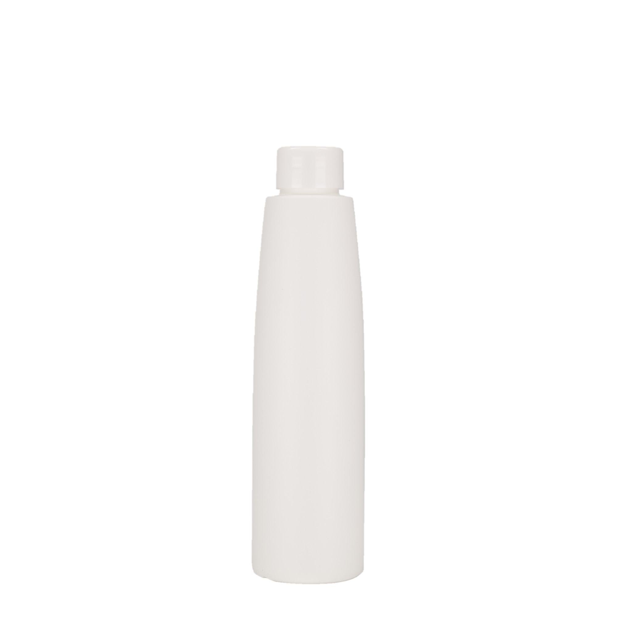 200 ml plastpudel 'Donald', HDPE, valge, sulgur:  24/410