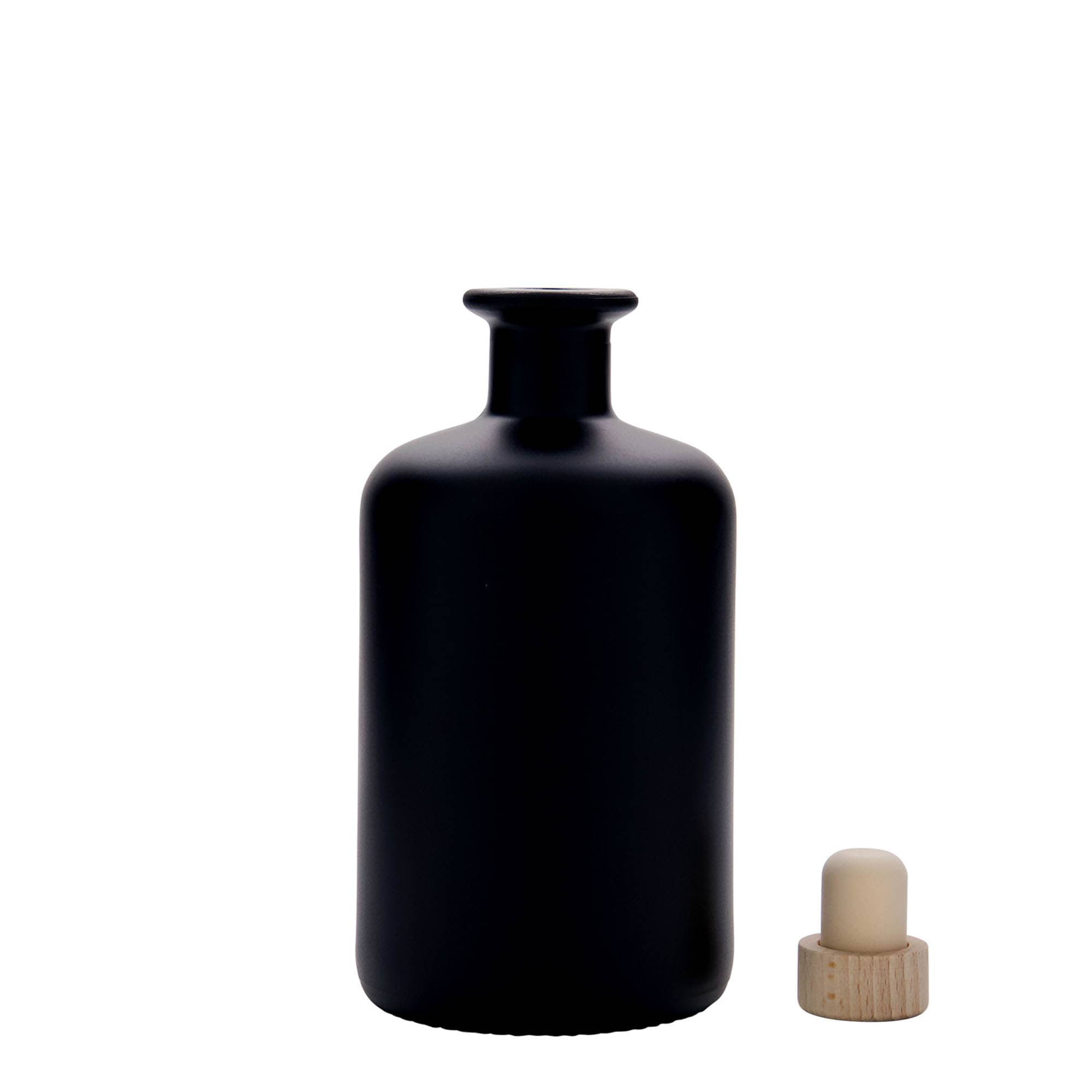 500 ml klaasist apteegipudel, must, sulgur: kork