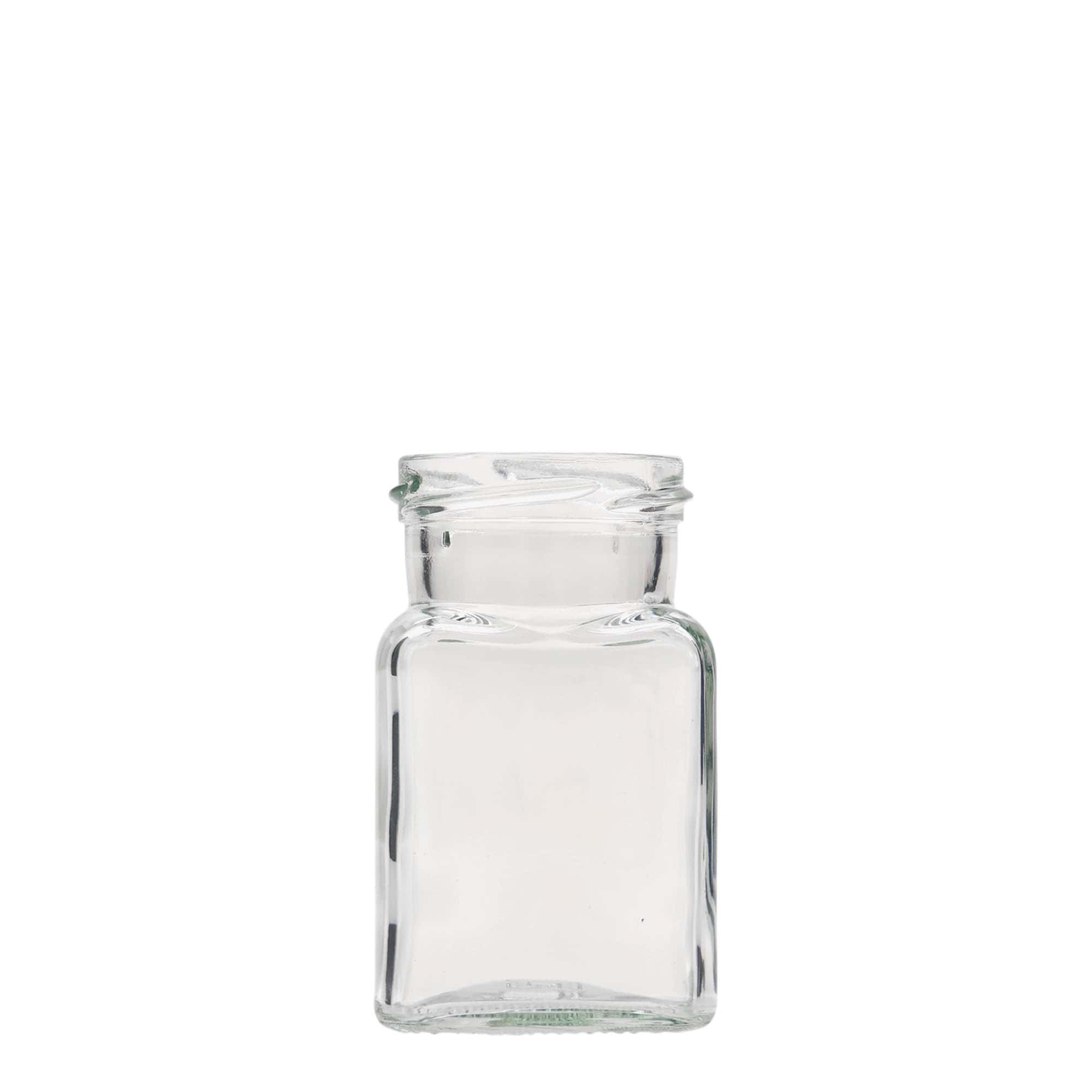 150 ml ruudukujuline klaaspurk, avale: keeratav (TO 53)