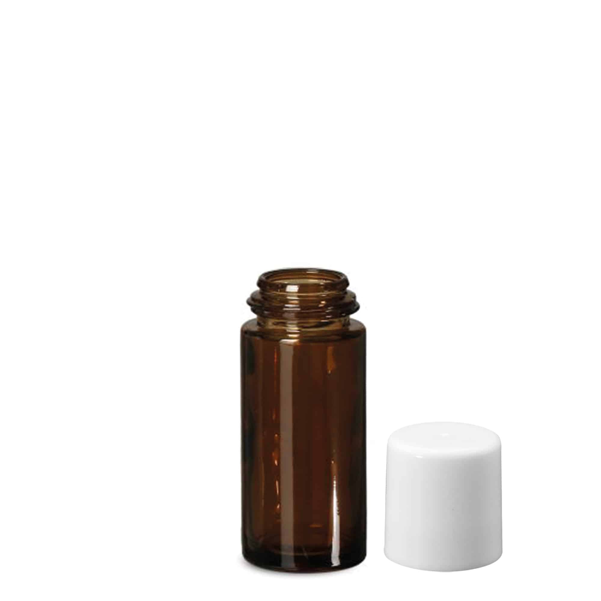 50 ml rullpudel, klaas, pruun, suu: kruvikork