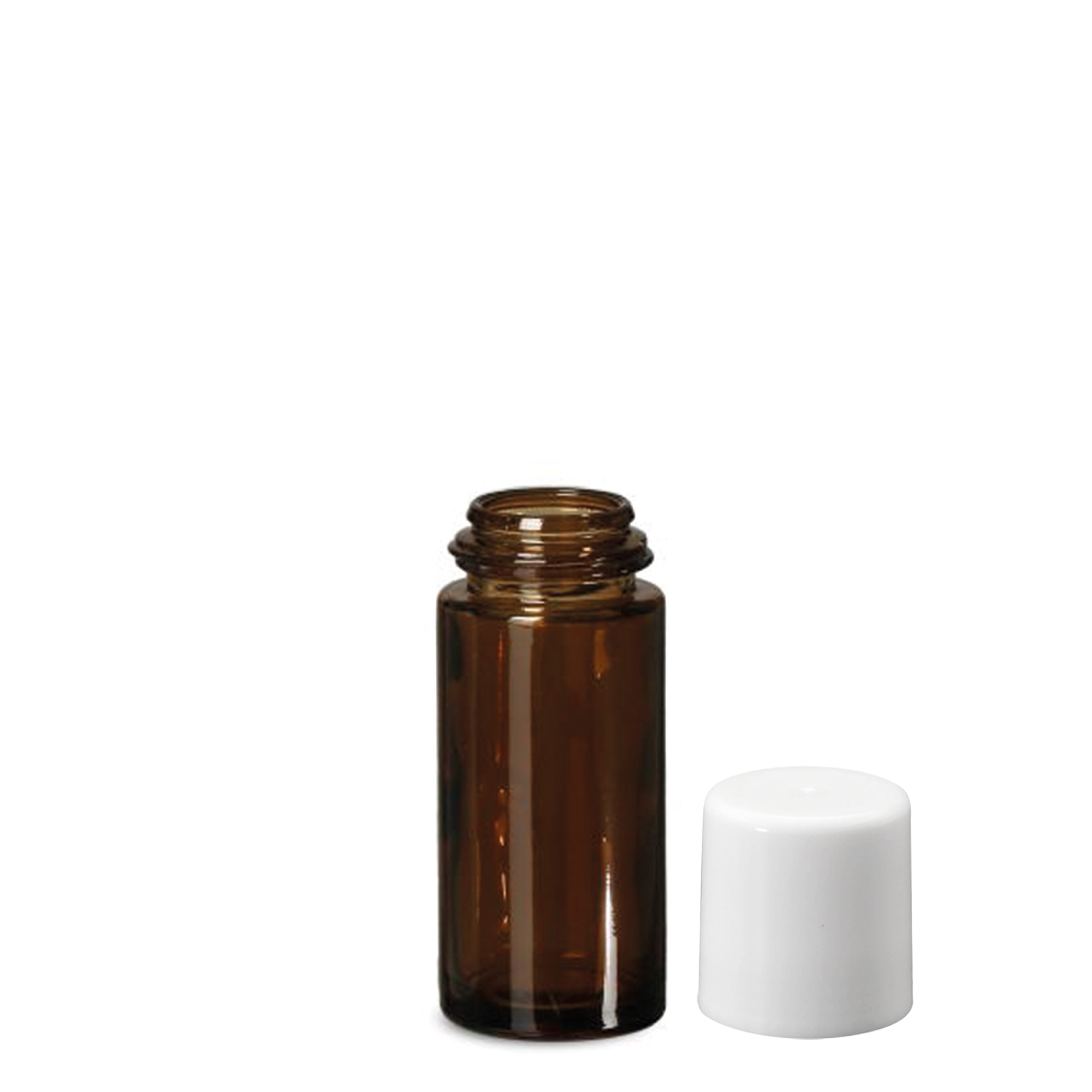 50 ml rullpudel, klaas, pruun, suu: kruvikork
