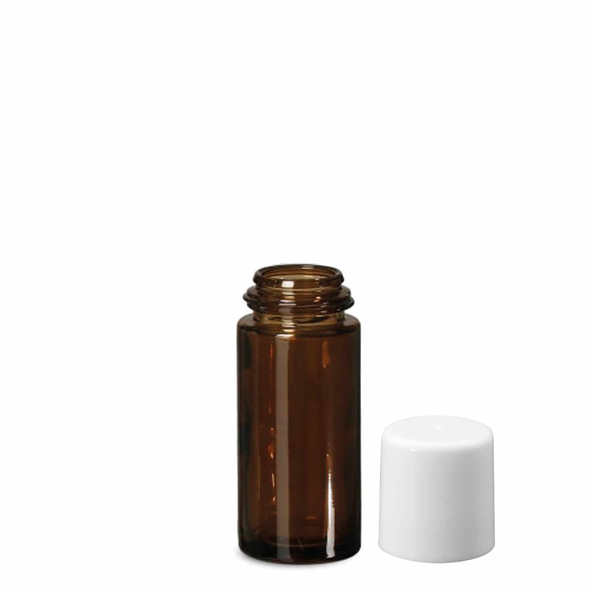 50 ml rullpudel, klaas, pruun, suu: kruvikork