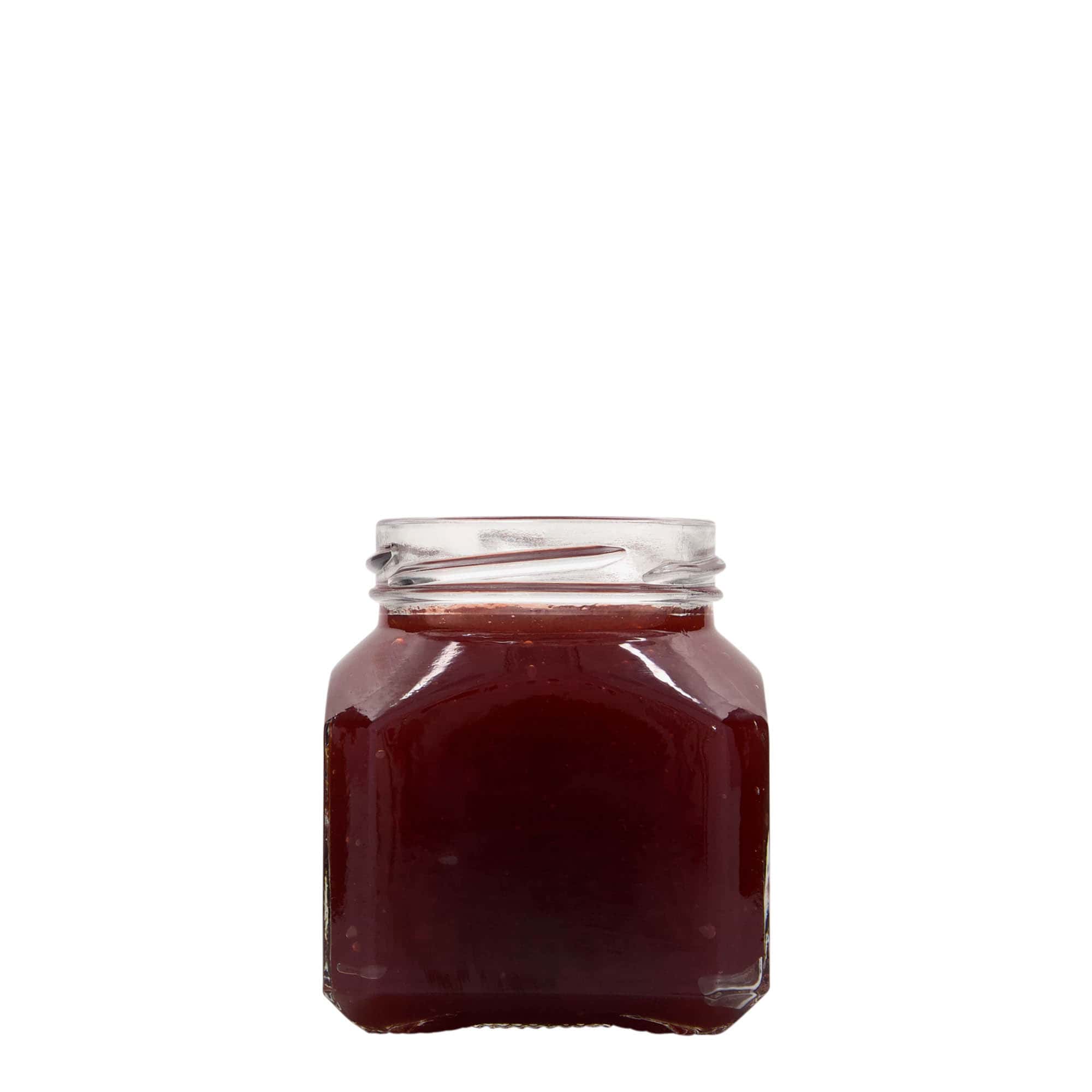 212 ml ruudukujuline klaaspurk 'Milaano', avaus: keeratav kaas (TO 58)