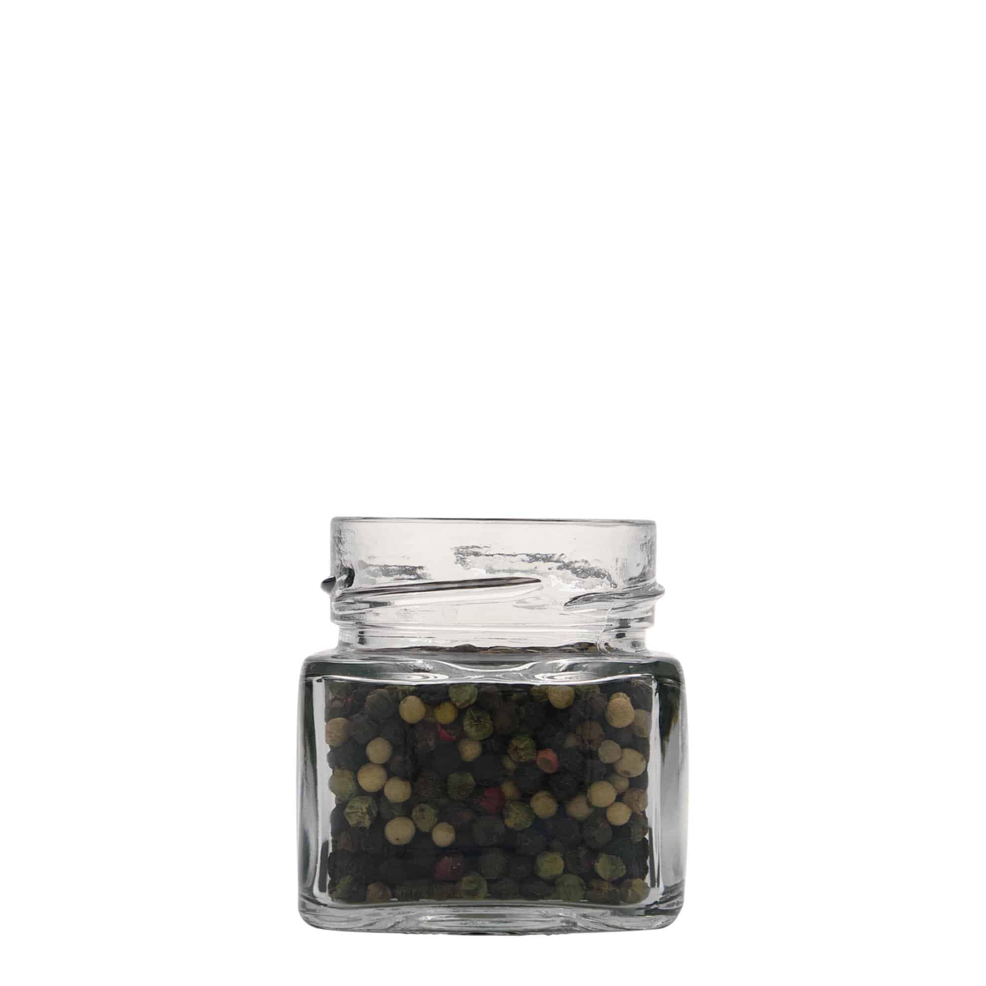 106 ml ruudukujuline klaaspurk 'Ikarus', ava: Deep-Twist-Off (DTO 58)