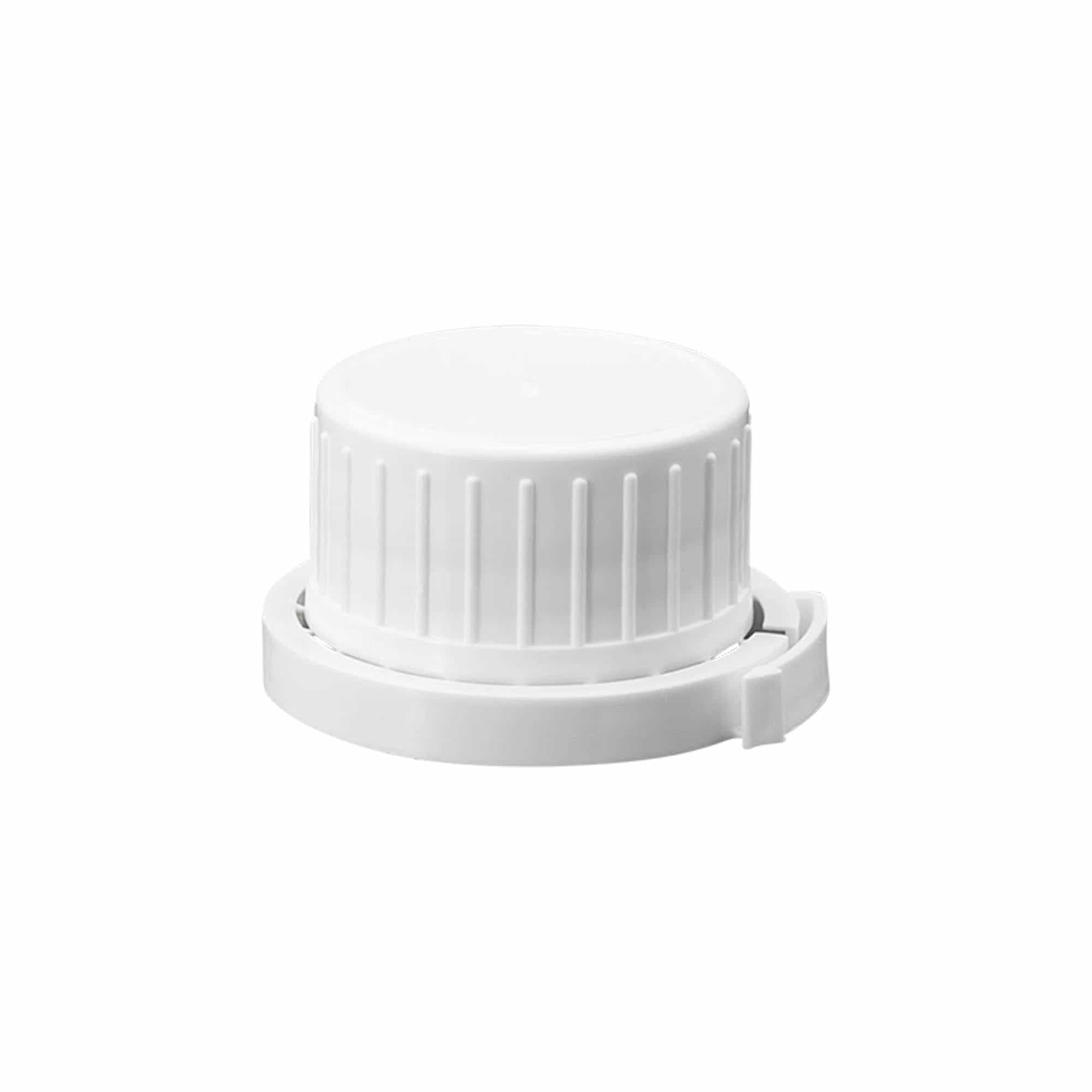 Kruvikork alumiiniumflaskile, PP-plast, valge, sobib avausele: DIN 32