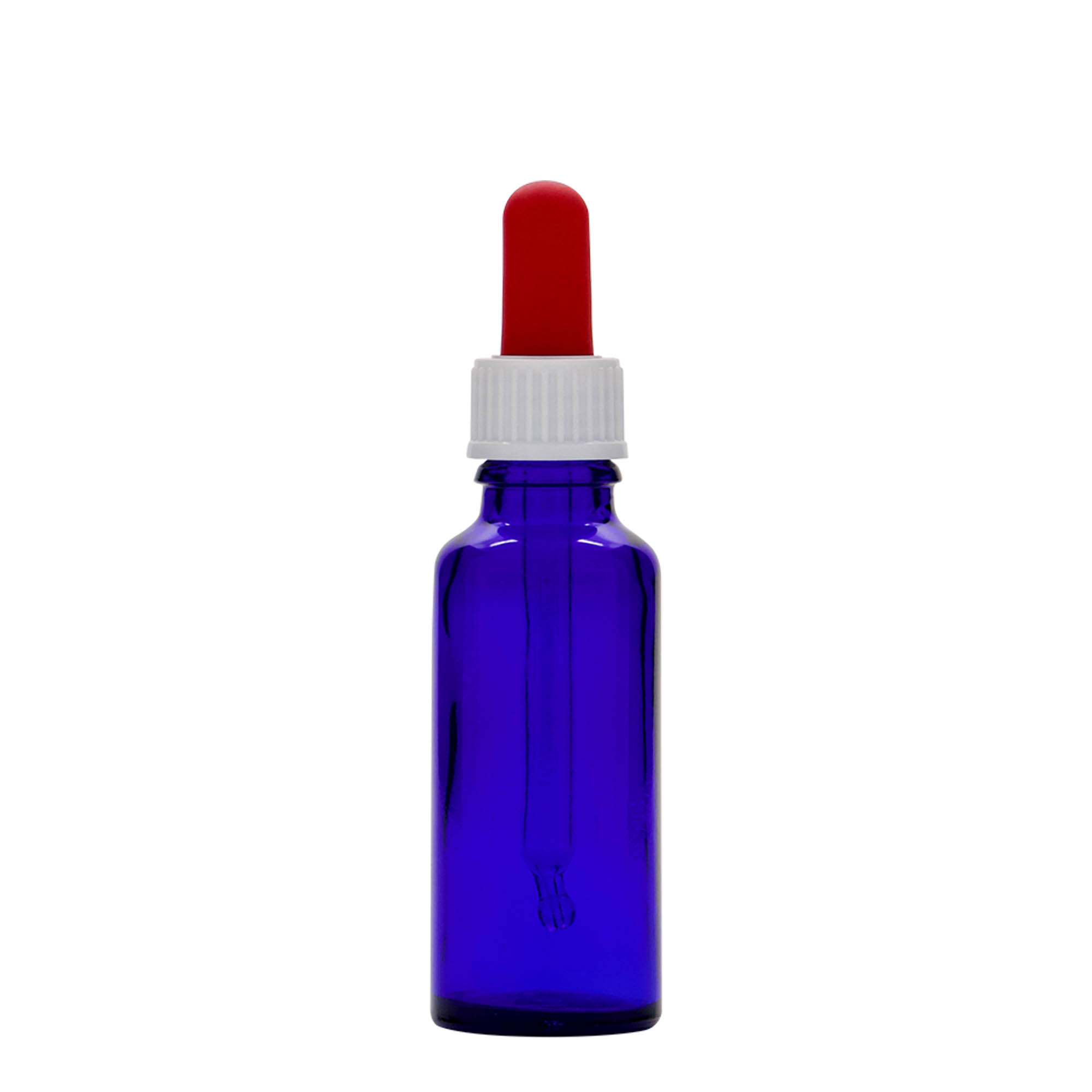30 ml tilguti pudel meditsiiniks, klaas, kuninglik sinine-punane, suuava: DIN 18 30 ml tilguti pudel meditsiiniks, klaas, kuninglik sinine-punane, suuava: DIN 18