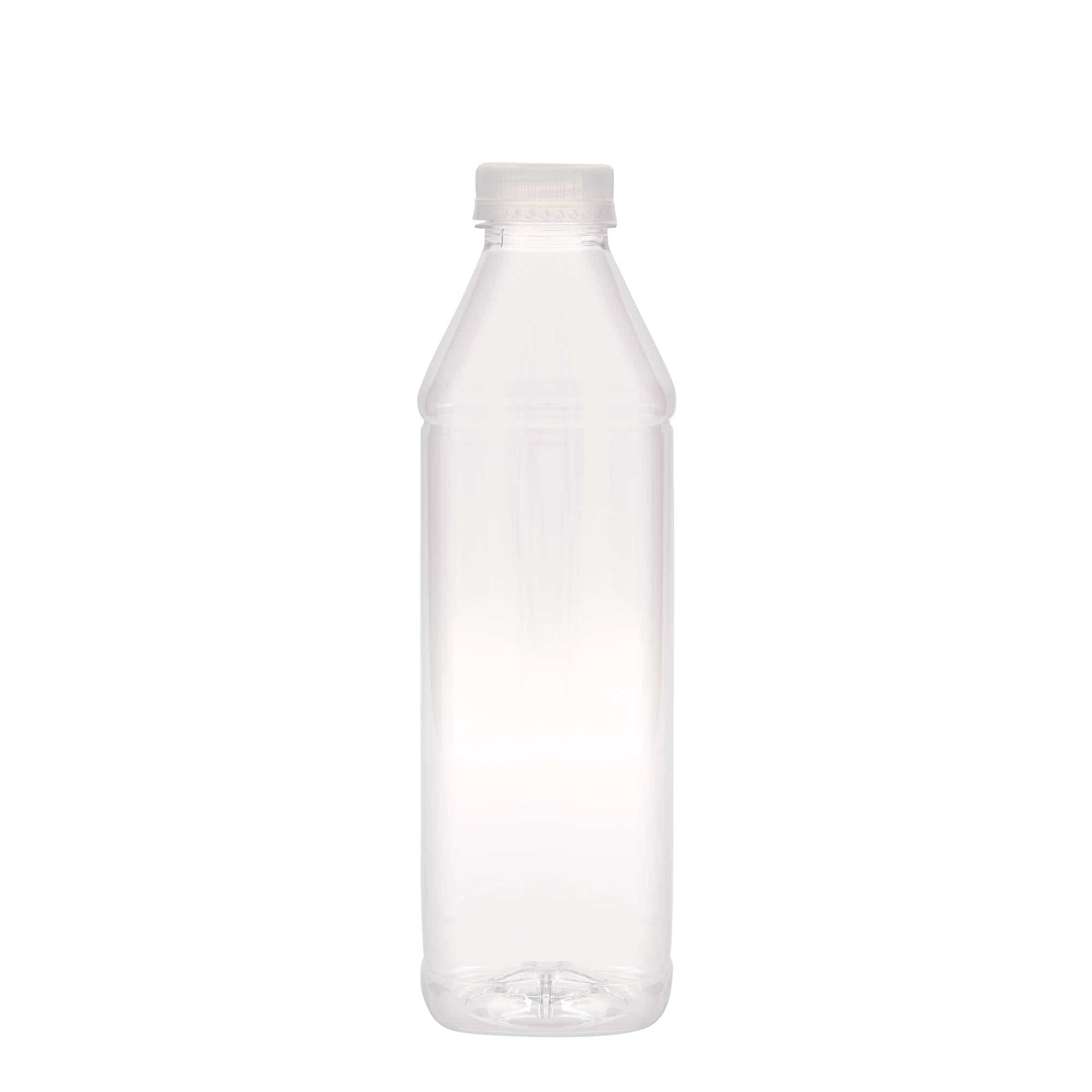 1000 ml PET-pudel 'Milk and Juice Carré', ruudukujuline, plast, sulgur: 38 mm
