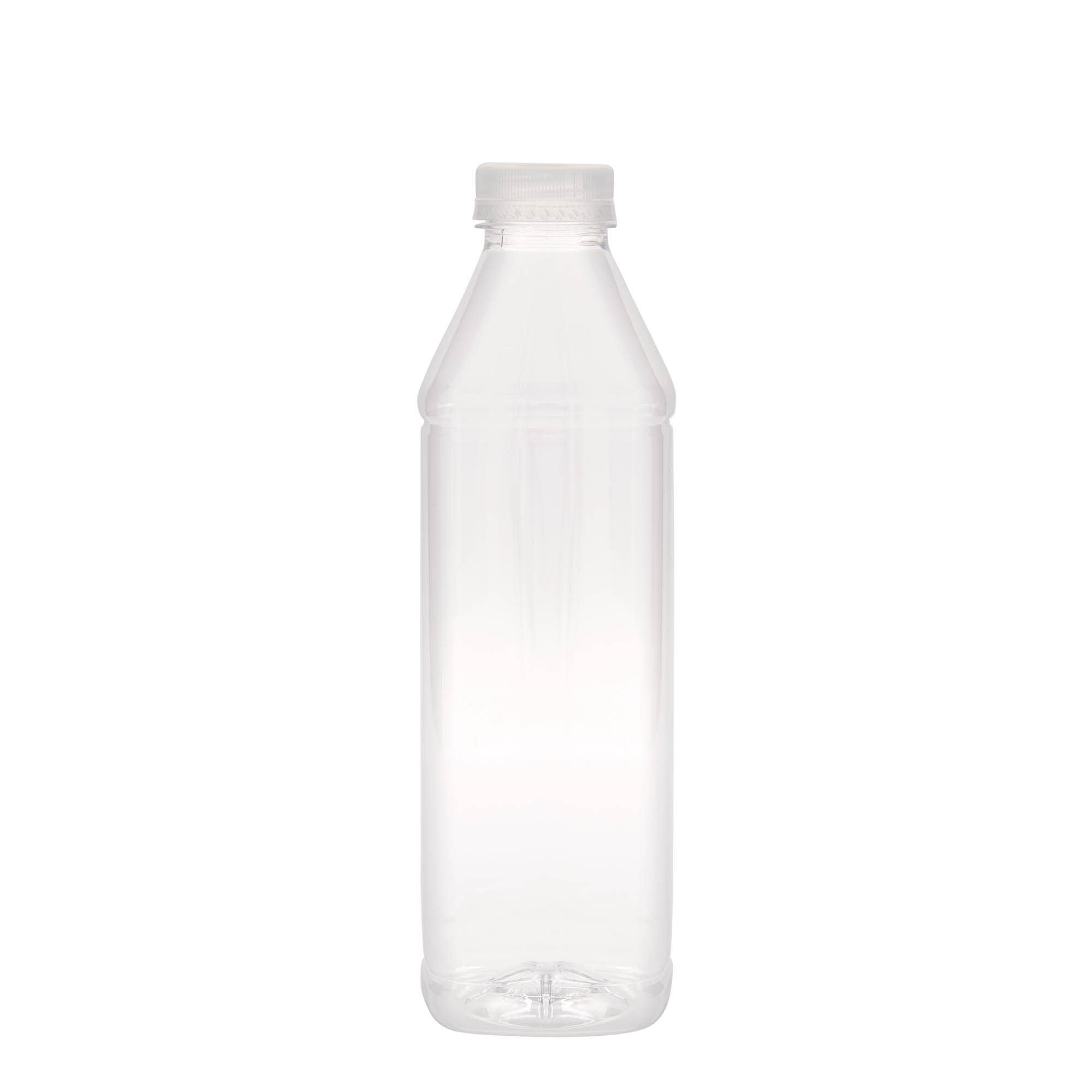 1.000 ml PET-pudel 'Milk and Juice Carré', ruudukujuline, plastik, ava: 38 mm