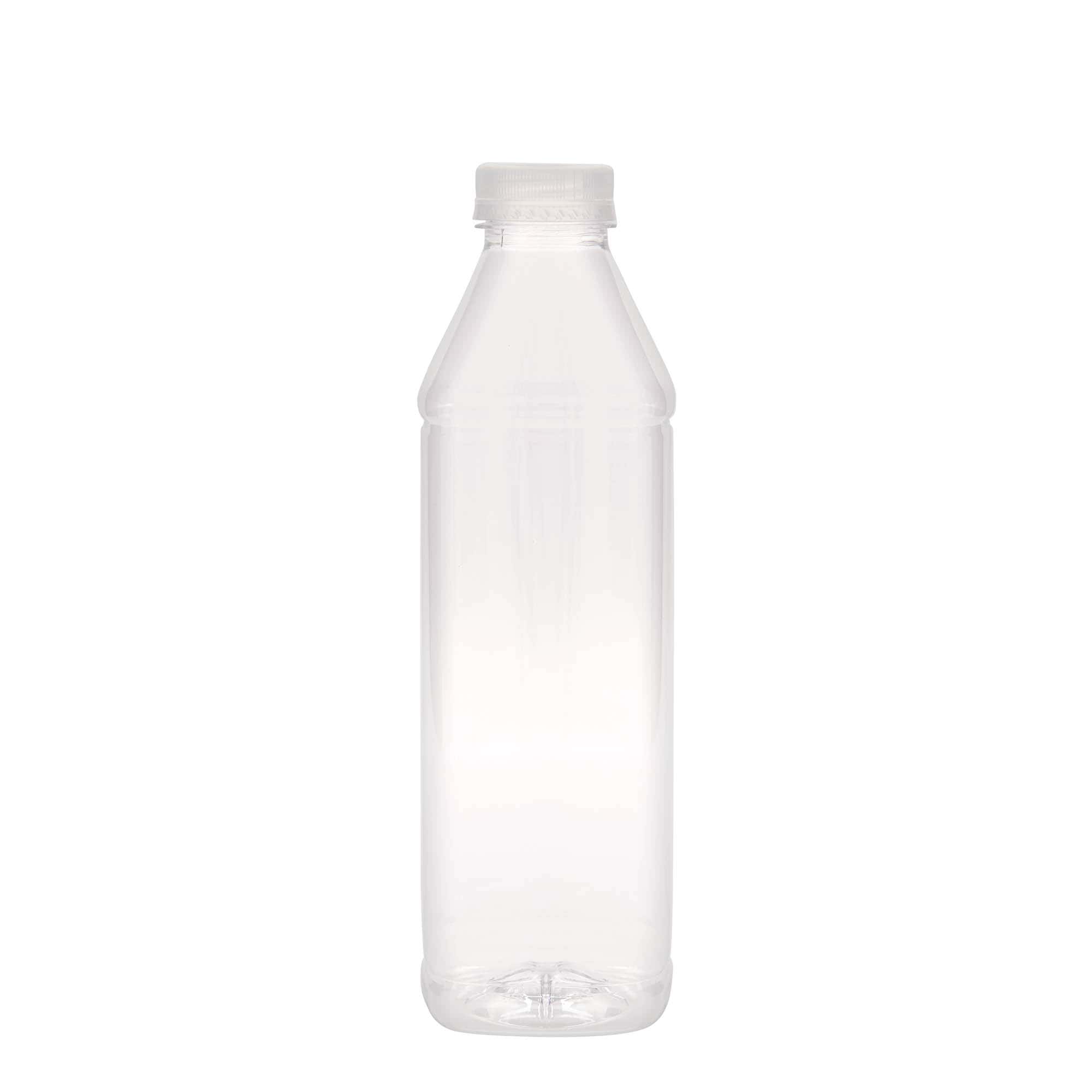 1.000 ml PET-pudel 'Milk and Juice Carré', ruudukujuline, plastik, ava: 38 mm
