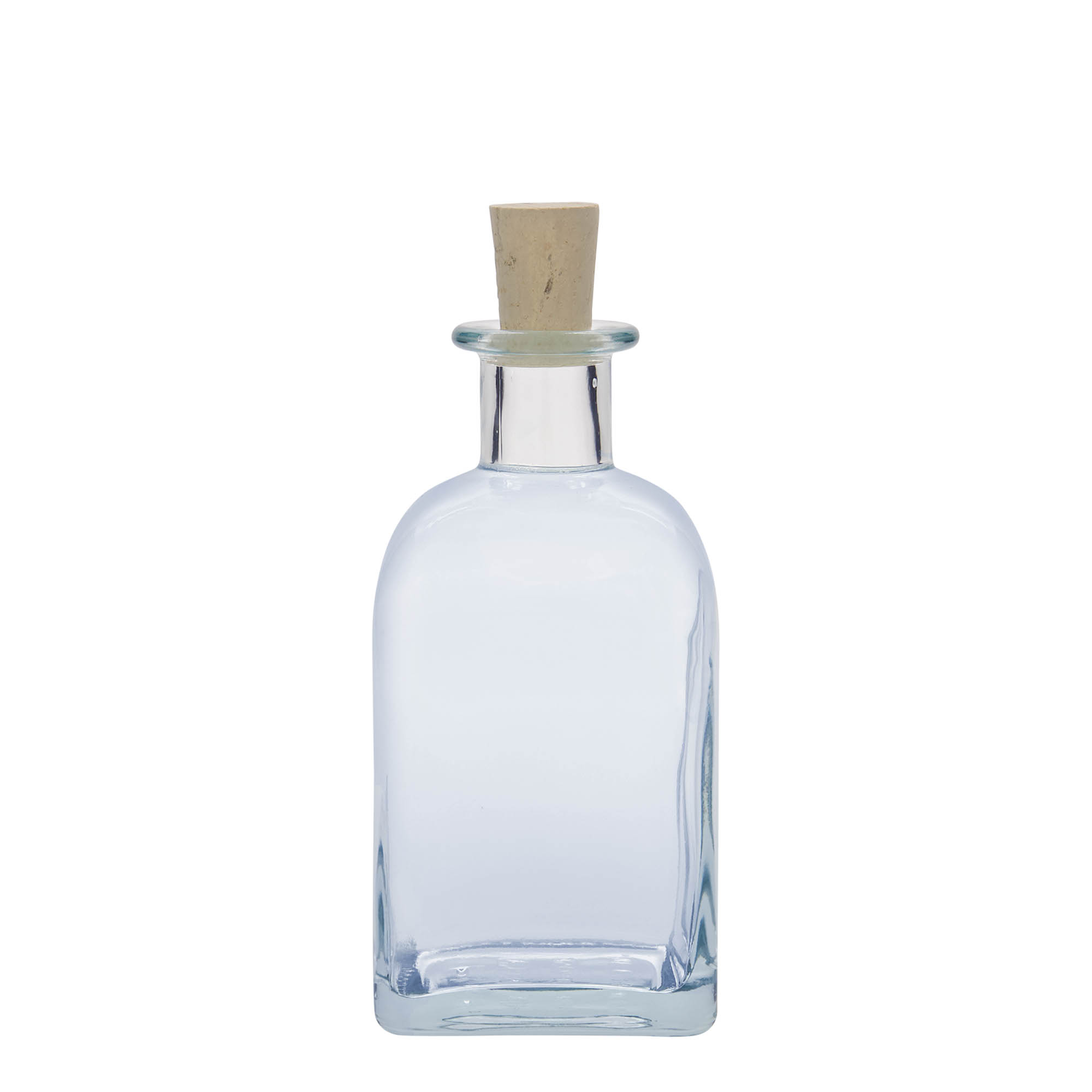 350 ml klaasist apteegipudel 'Carré', ruudukujuline, sulgur: kork