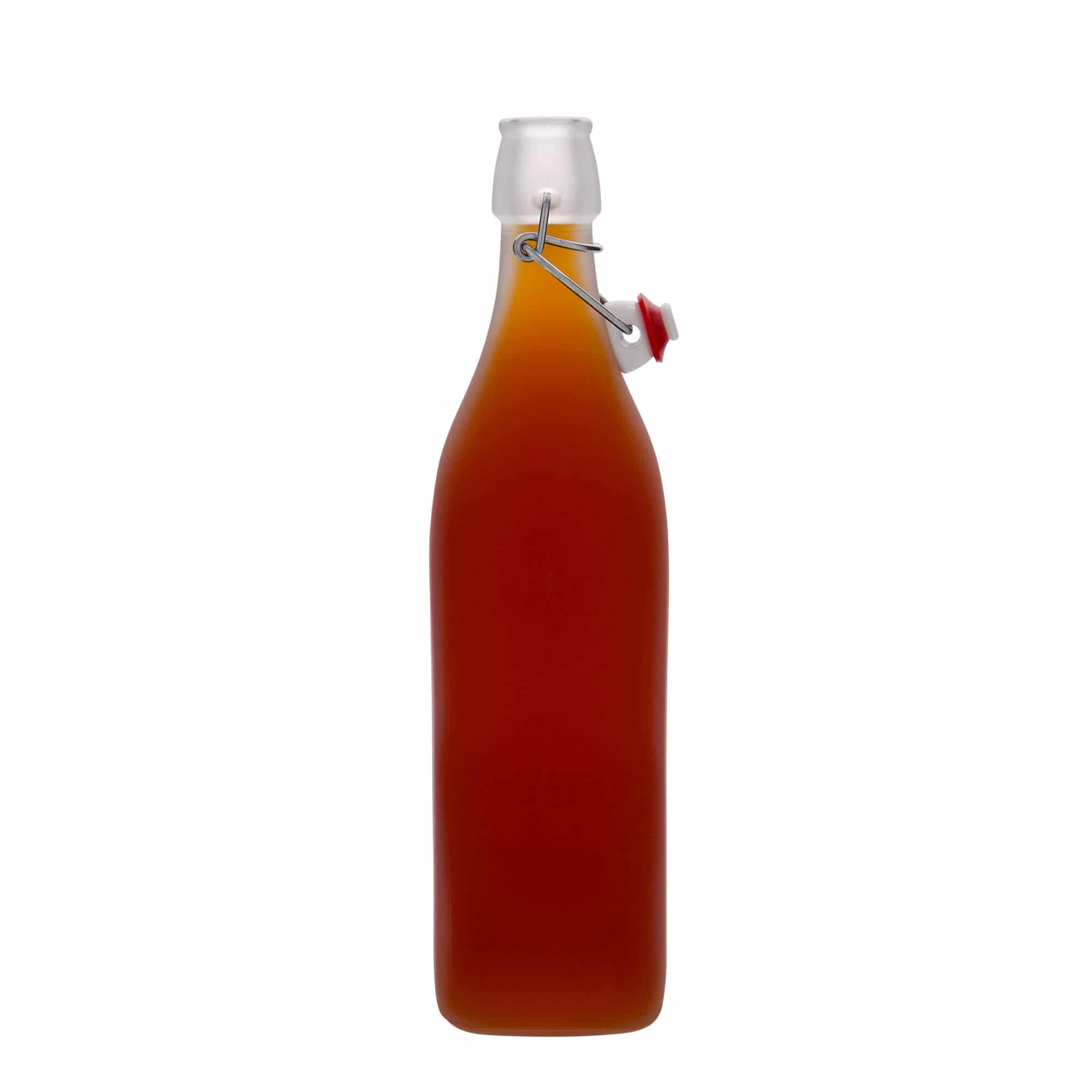 1000 ml klaaspudel 'Sving', ruudukujuline, valge, sulgur: traatkork