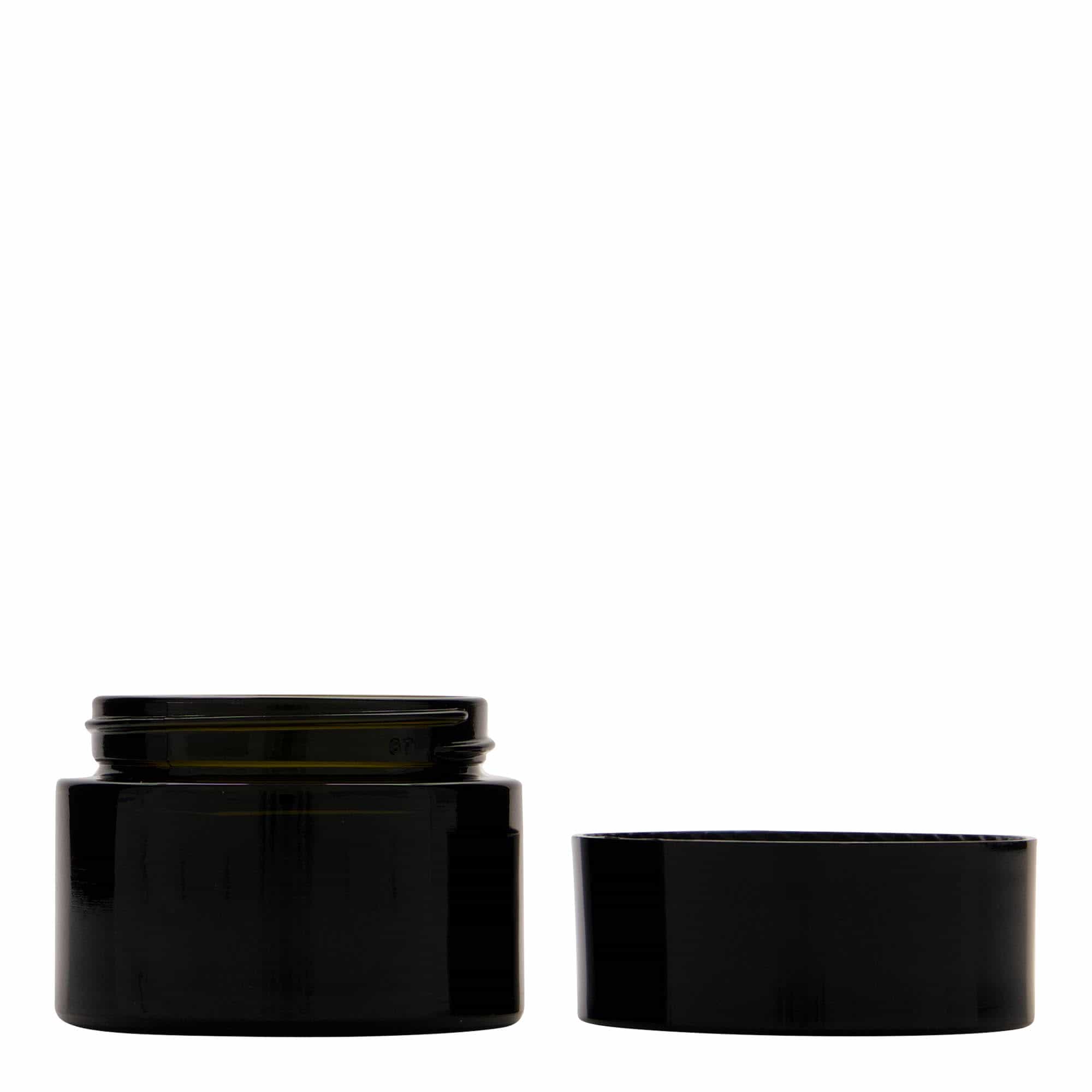 50 ml ringlussevõetud klaasist kosmeetikapurk 'Floria', klaas, antiikroheline, sulgur: GPI 58/400