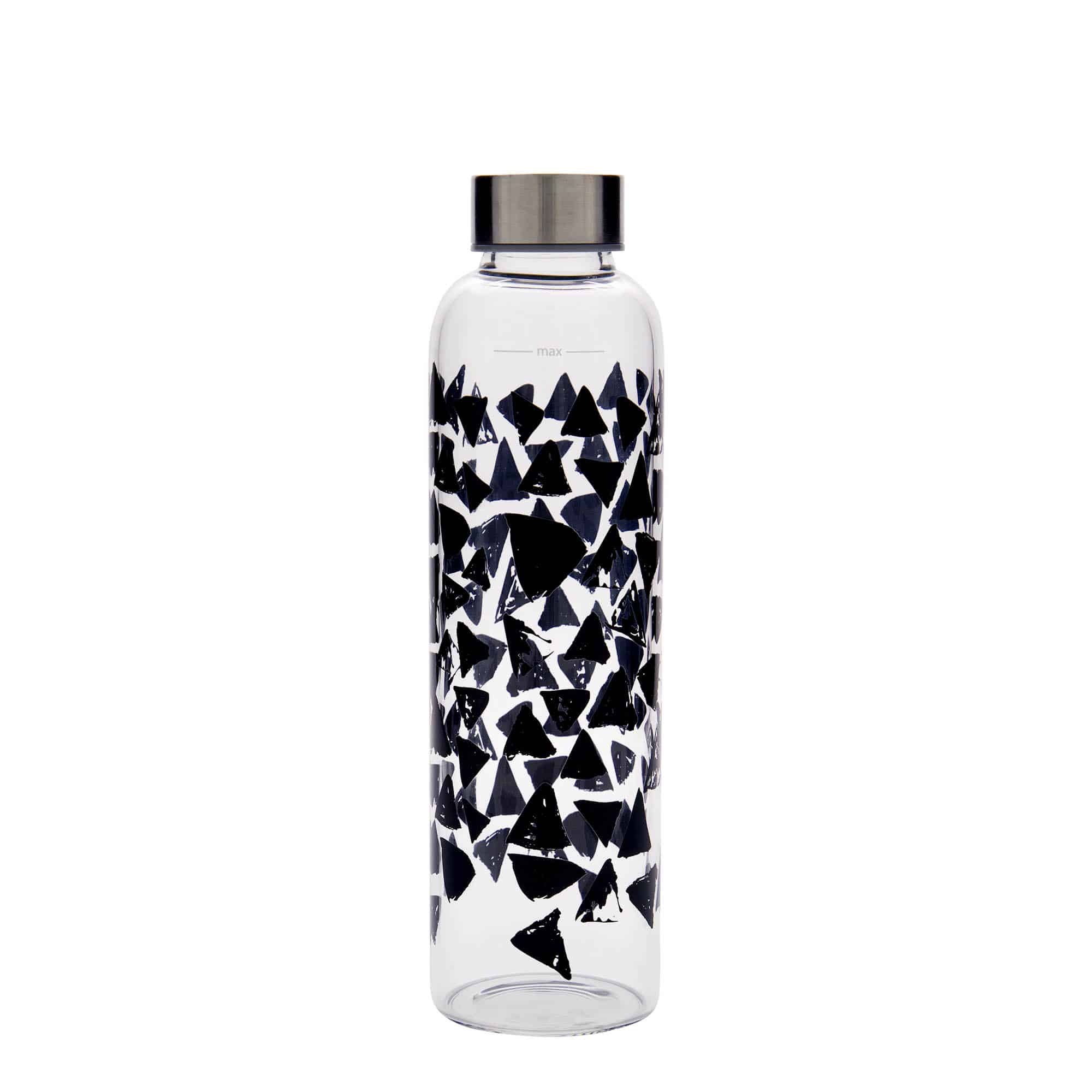 500 ml joogipudel 'Perseus', motiiv: mustad kolmnurgad, sulgur: keeratav kork