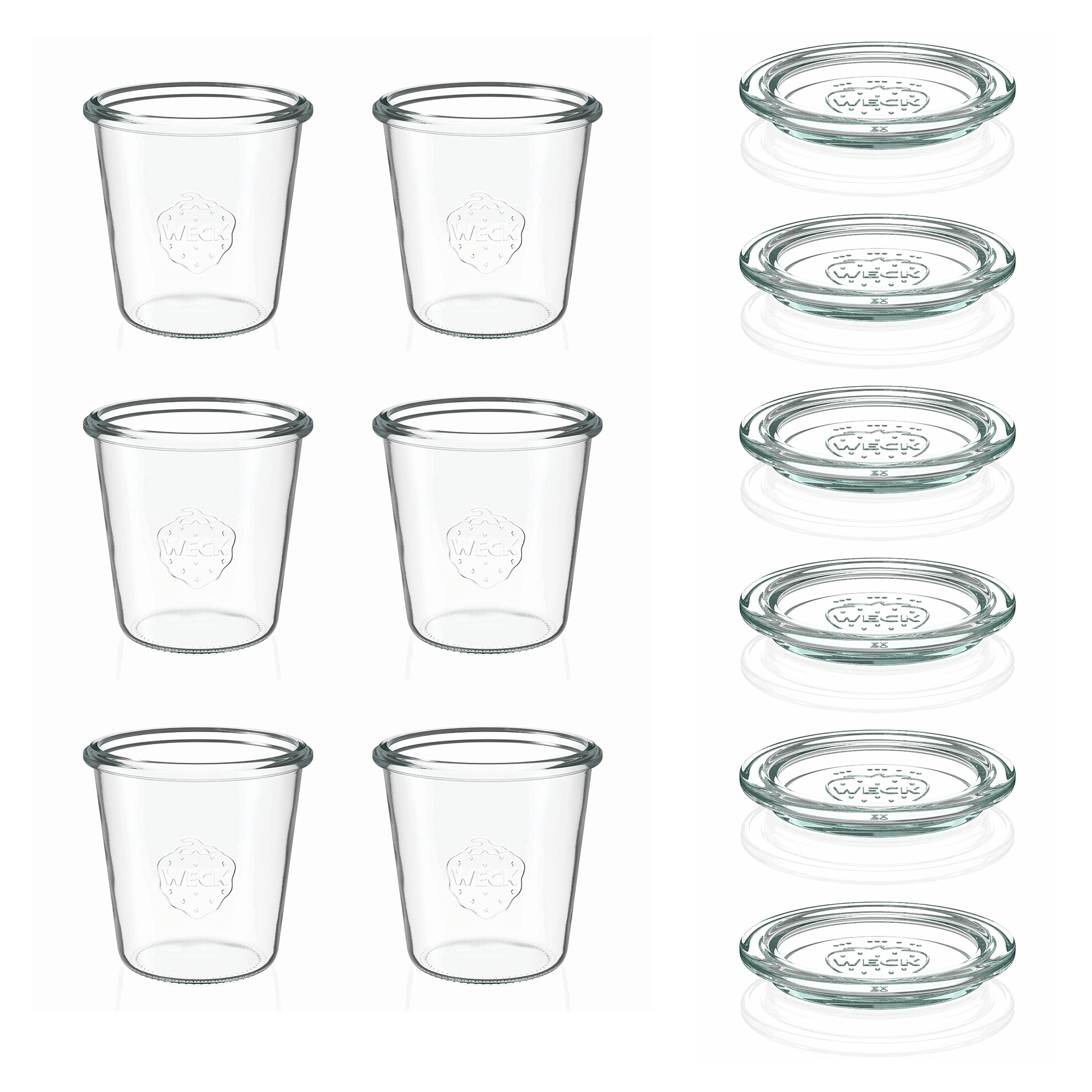 6x 290 ml kõrge WECK-klaaspurk klaaskaanega RR 80