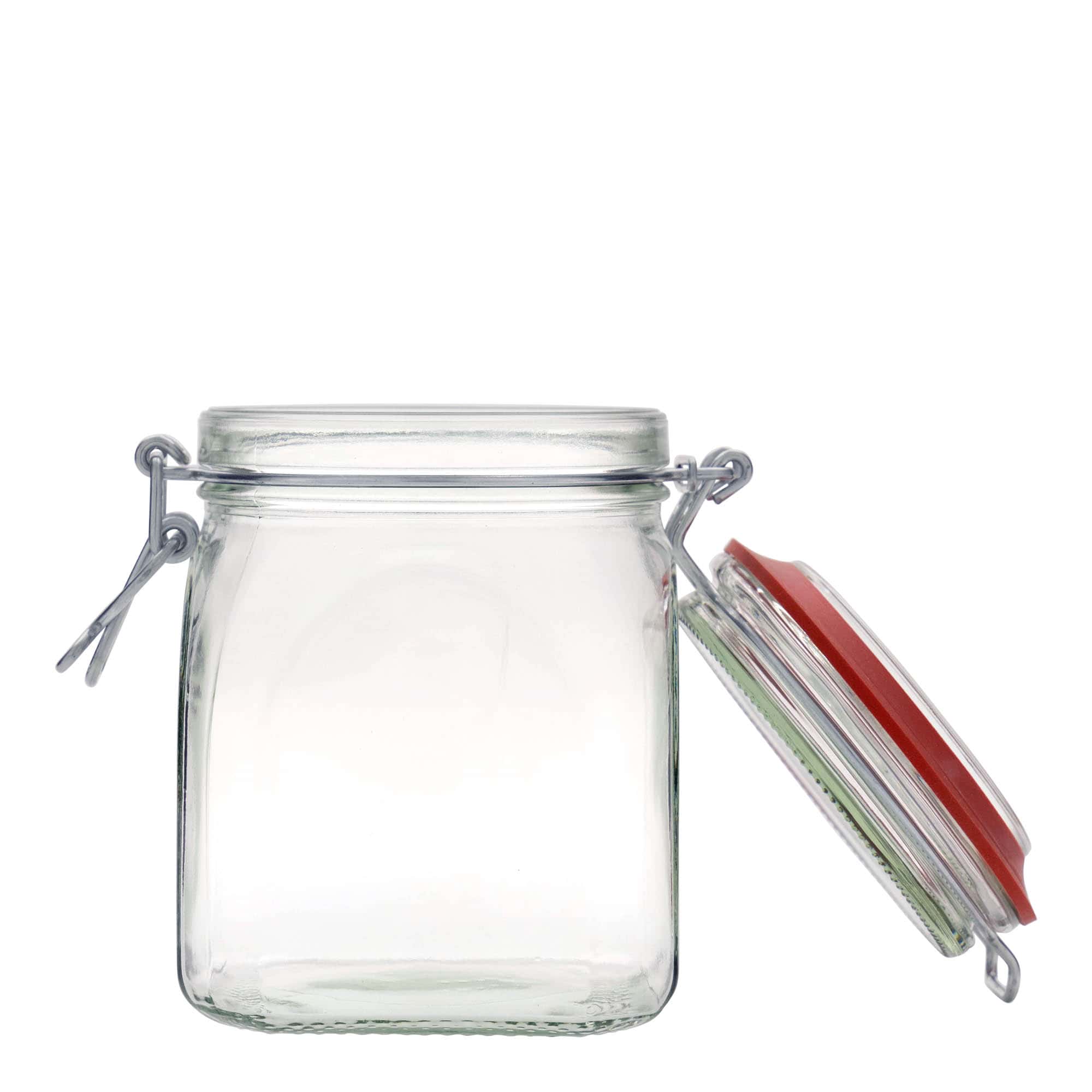 900 ml traadist sangaga klaaspurk, ruudukujuline, ava: traadist sangalukk