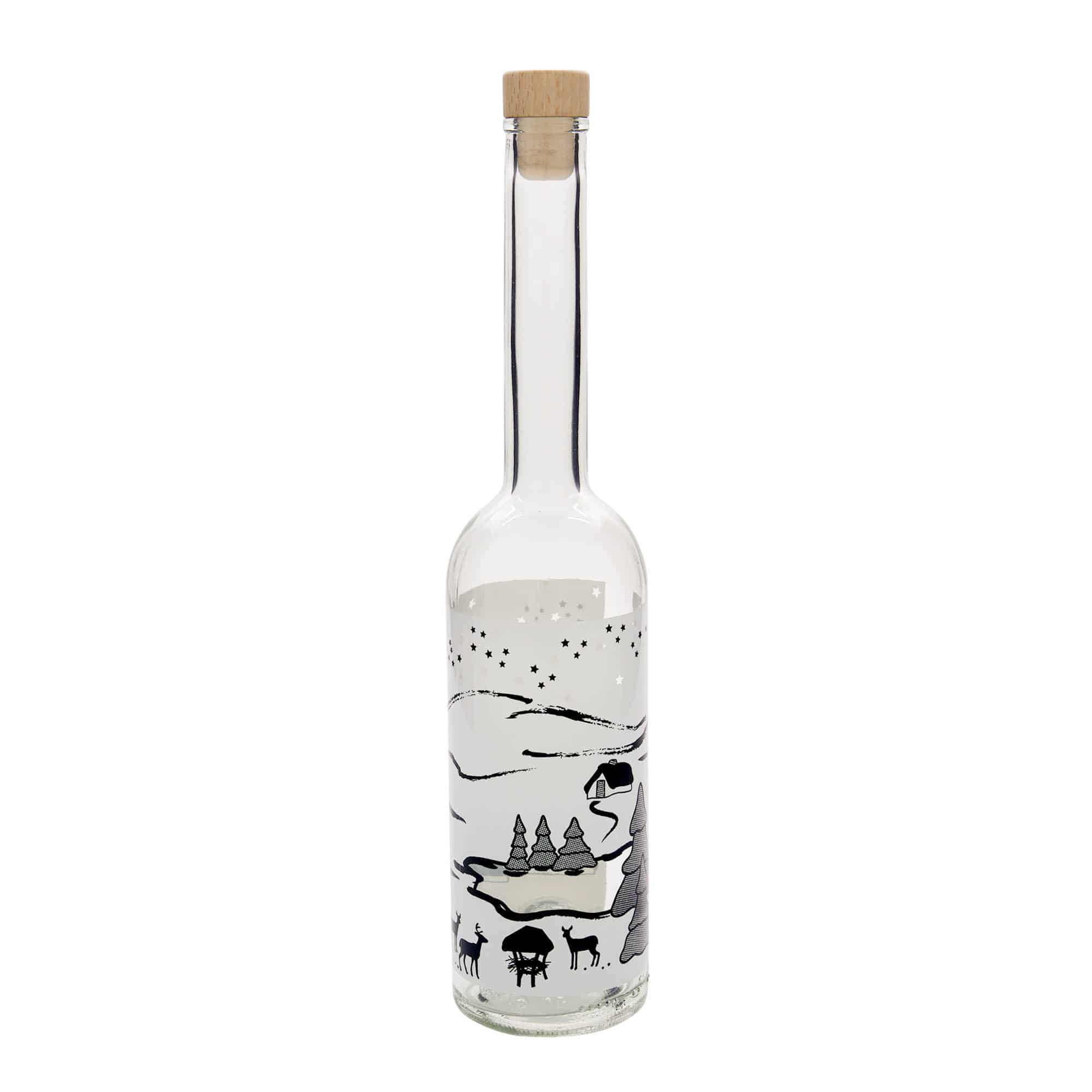 500 ml klaaspudel 'Opera', motiiv: Bianco talveunistus, sulgur: kork