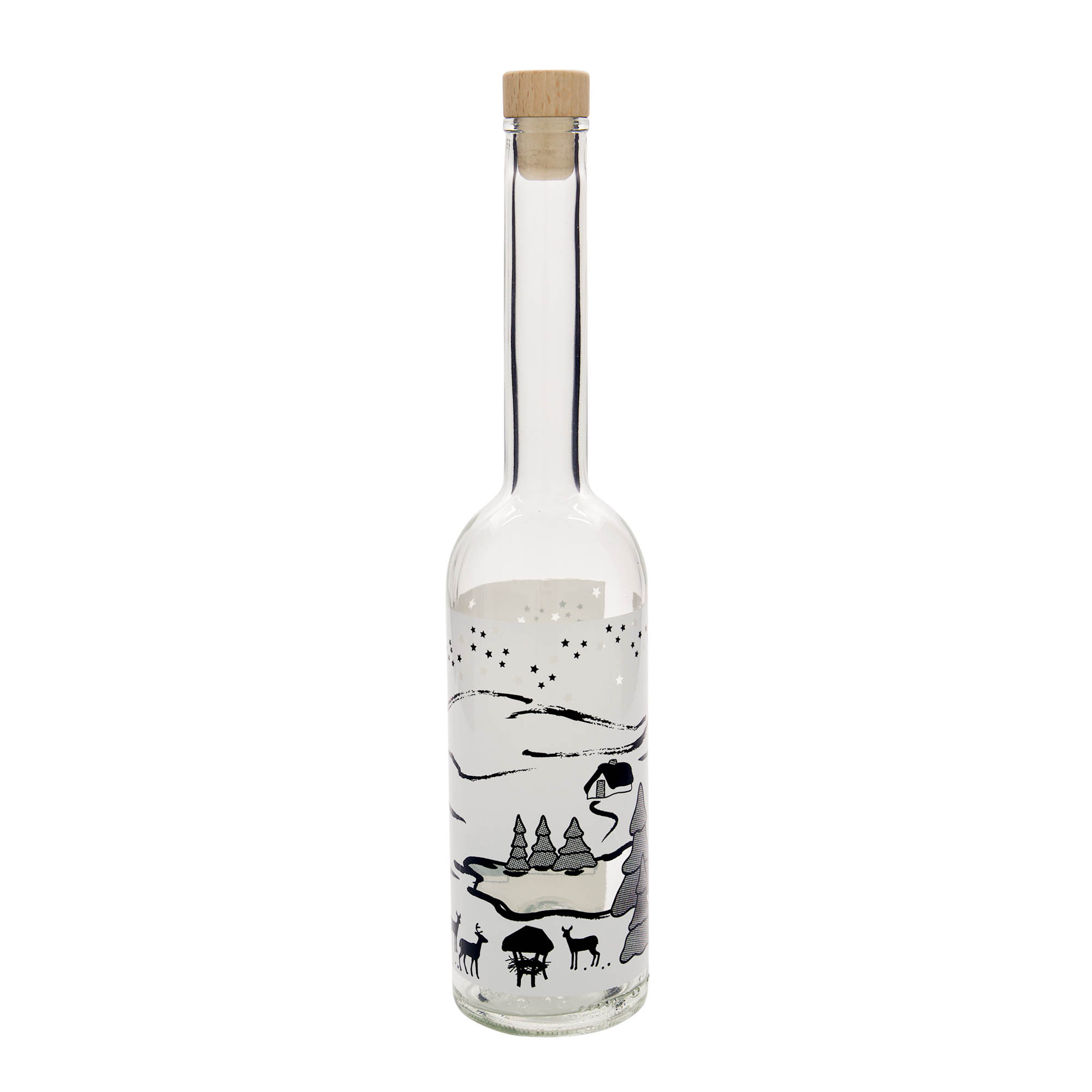 500 ml klaaspudel 'Opera', motiiv: Talveunistus-Bianco, suuava: kork