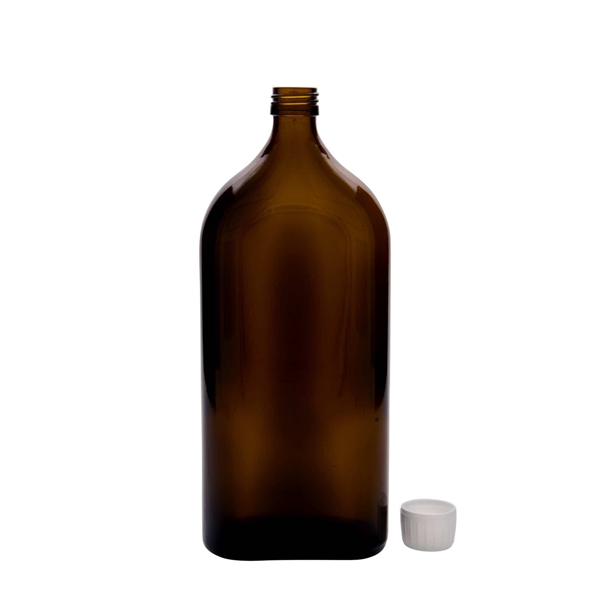 1.000 ml meditsiinipudel Meplat, ovaalne, klaas, pruun, suu: PP 28