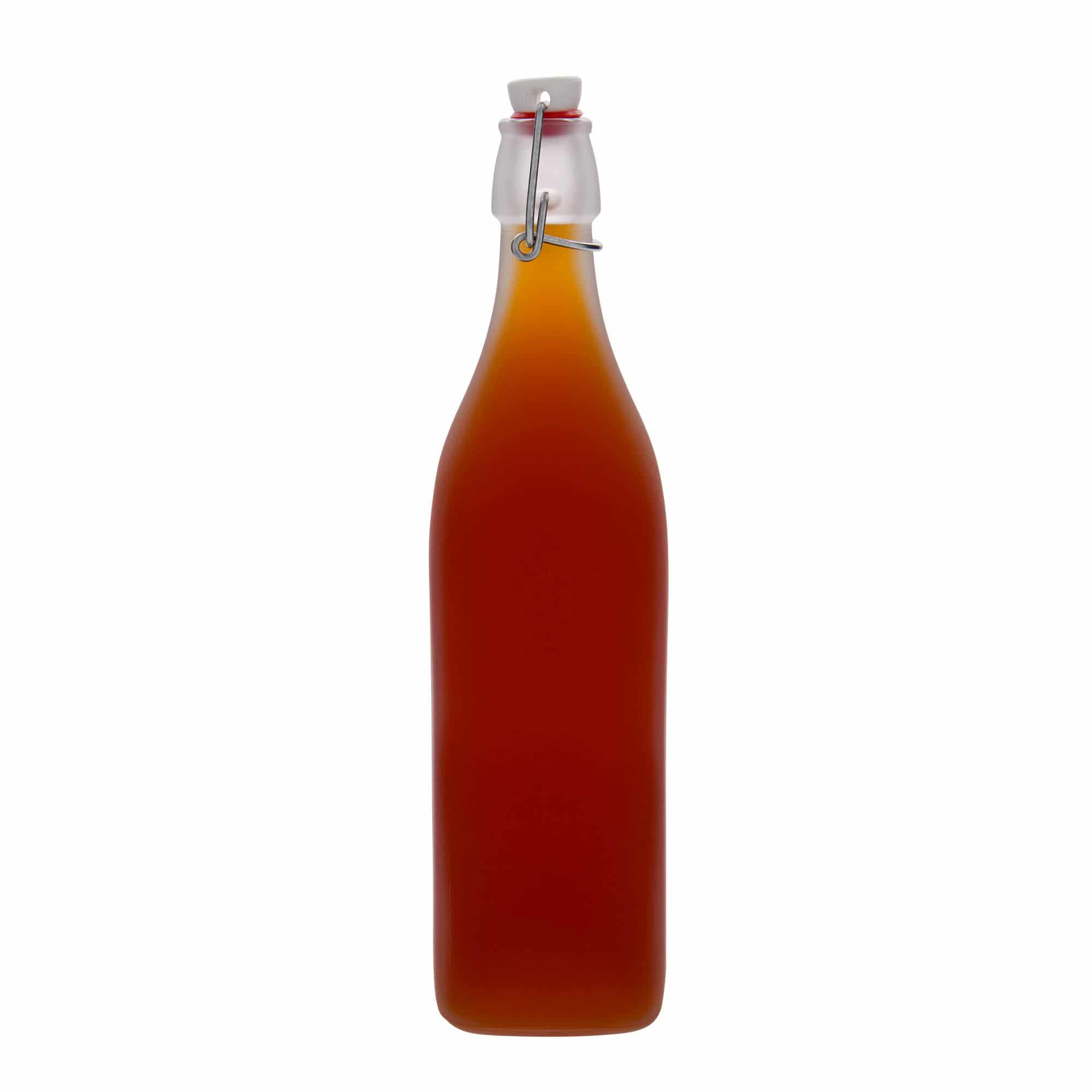 1000 ml klaaspudel 'Sving', ruudukujuline, valge, sulgur: traatkork