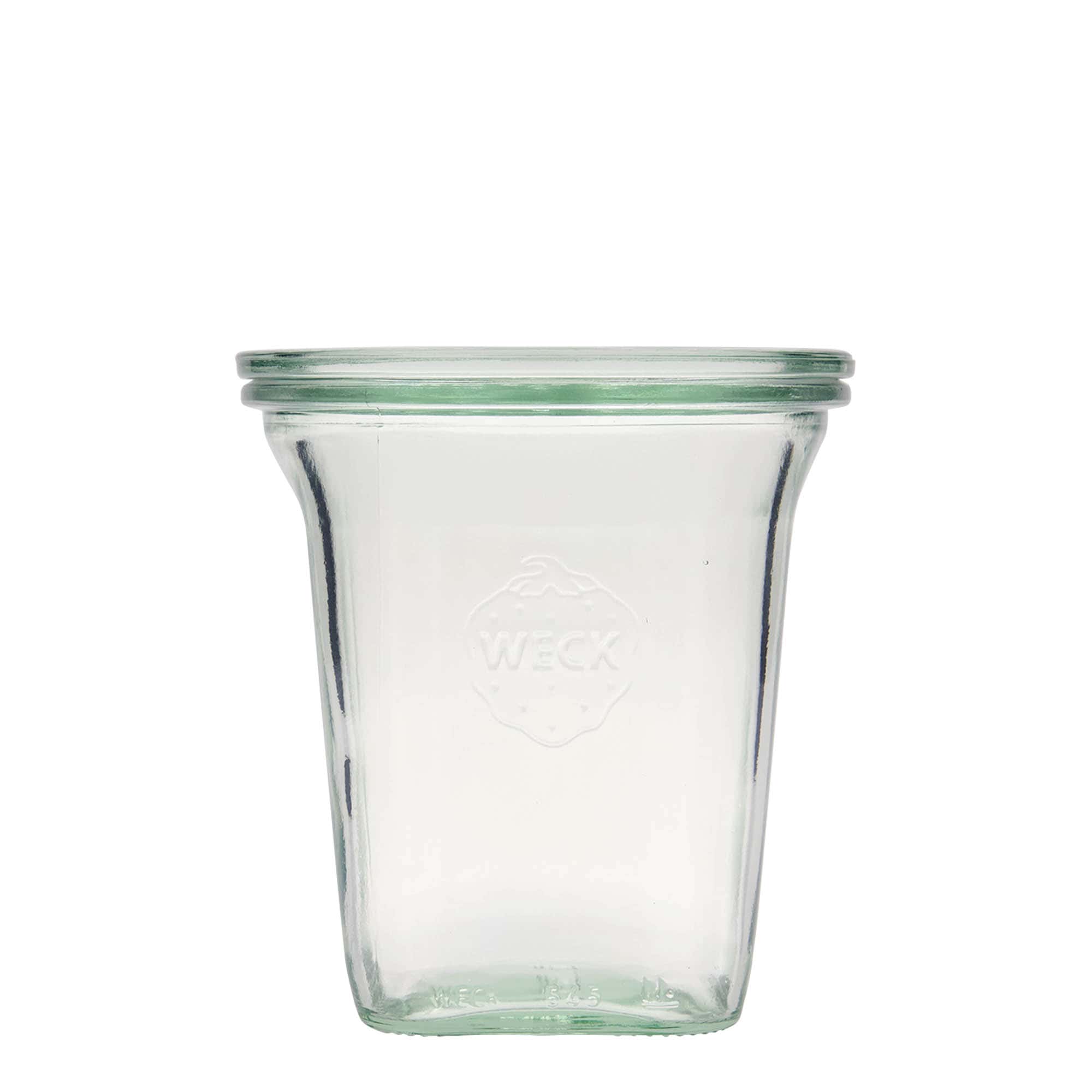 545 ml WECKi Quadro-purk, ruudukujuline, sulgur: ümar serv 545 ml WECKi Quadro-purk, ruudukujuline, sulgur: ümar serv