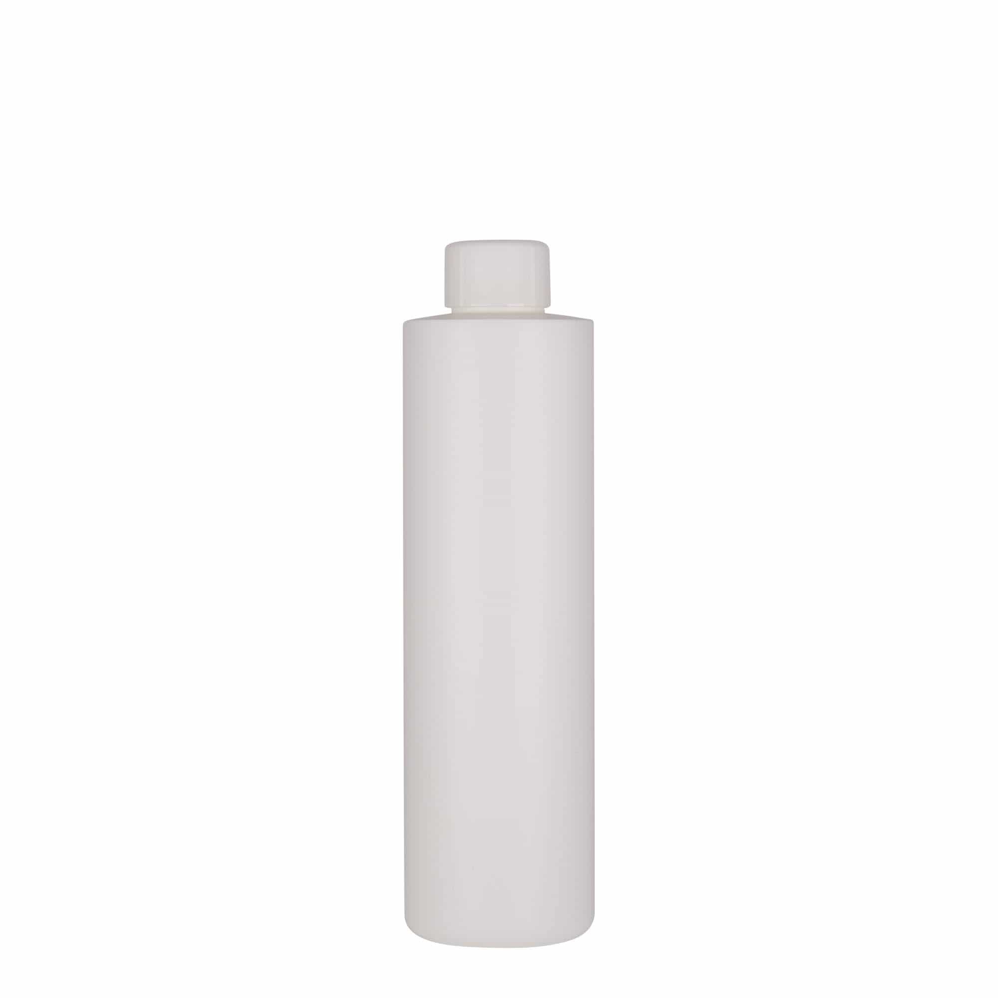 250 ml plastpudel 'Pipe', HDPE, valge, sulgur: GPI 24/410