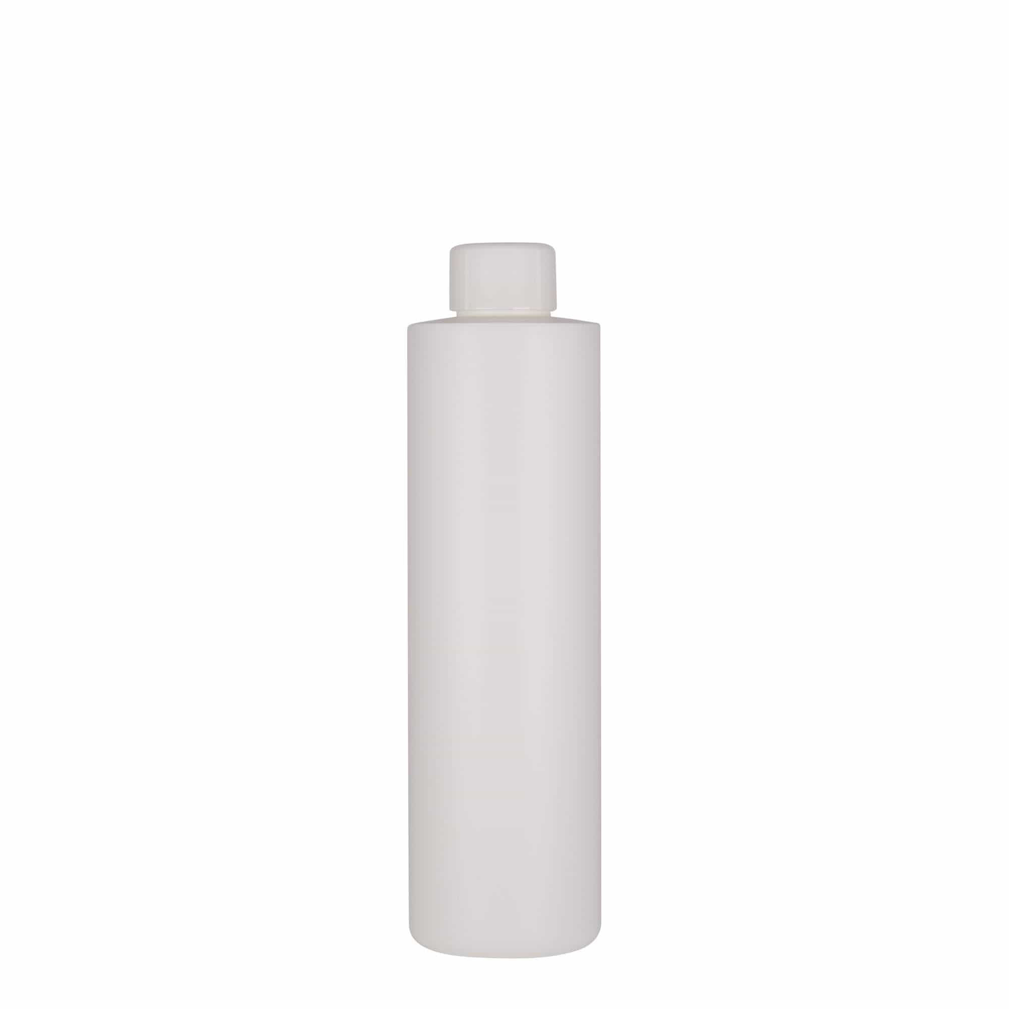 250 ml plastpudel 'Pipe', HDPE, valge, ava: 24/410