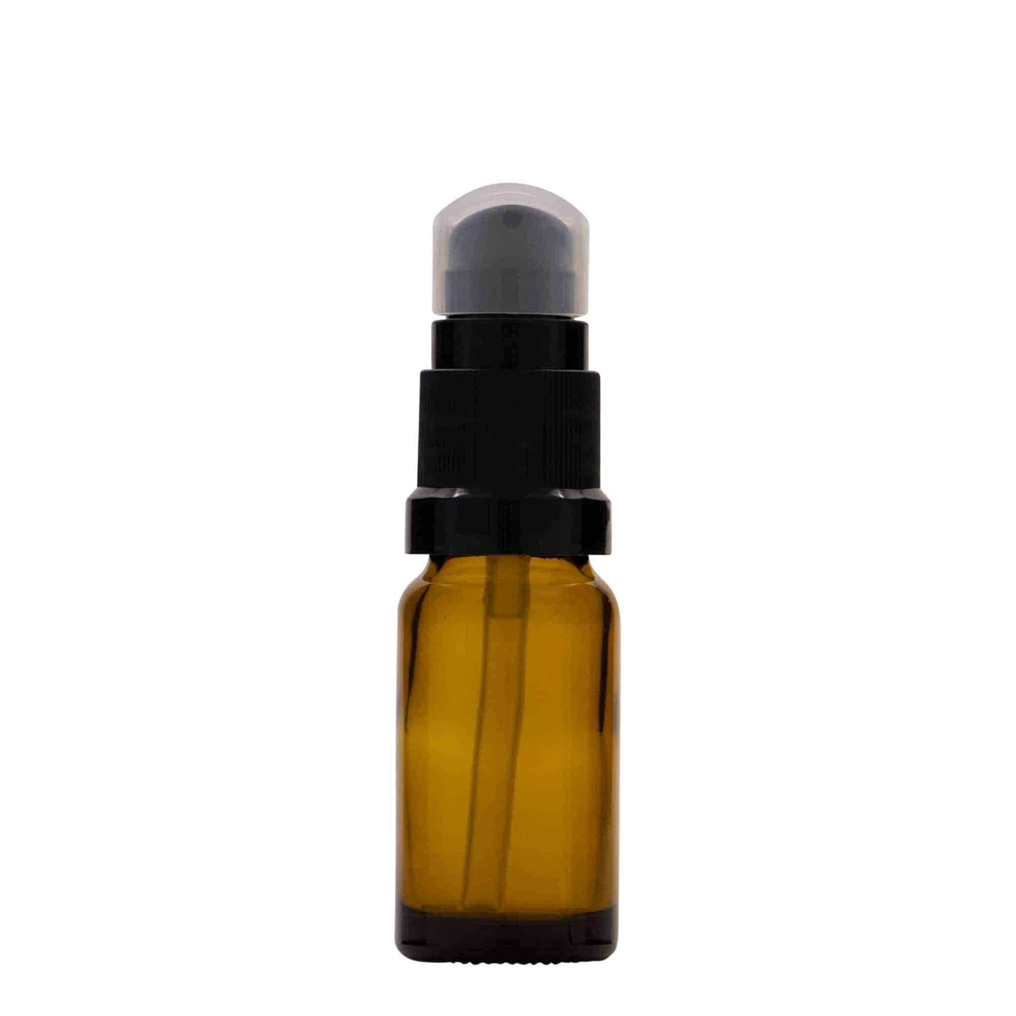 10 ml rohupudel vedelikupumbaga, klaas, pruun, sulgur: DIN 18 10 ml rohupudel vedelikupumbaga, klaas, pruun, sulgur: DIN 18