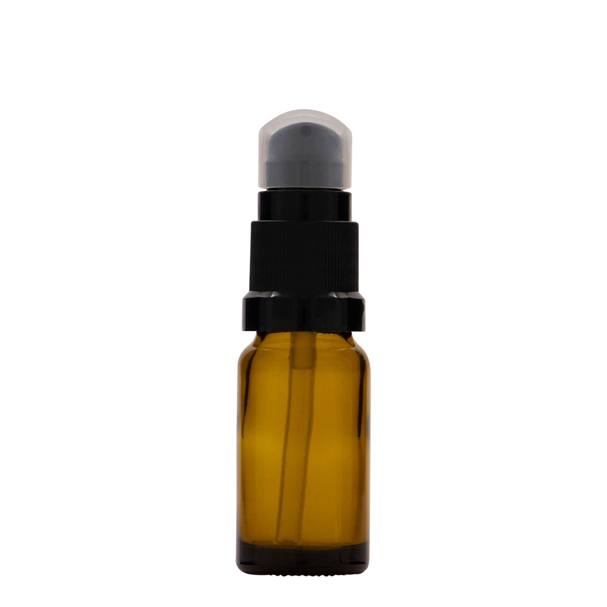 10 ml meditsiinipudel koos losjoonipumbaga, klaas, pruun, suuava: DIN 18