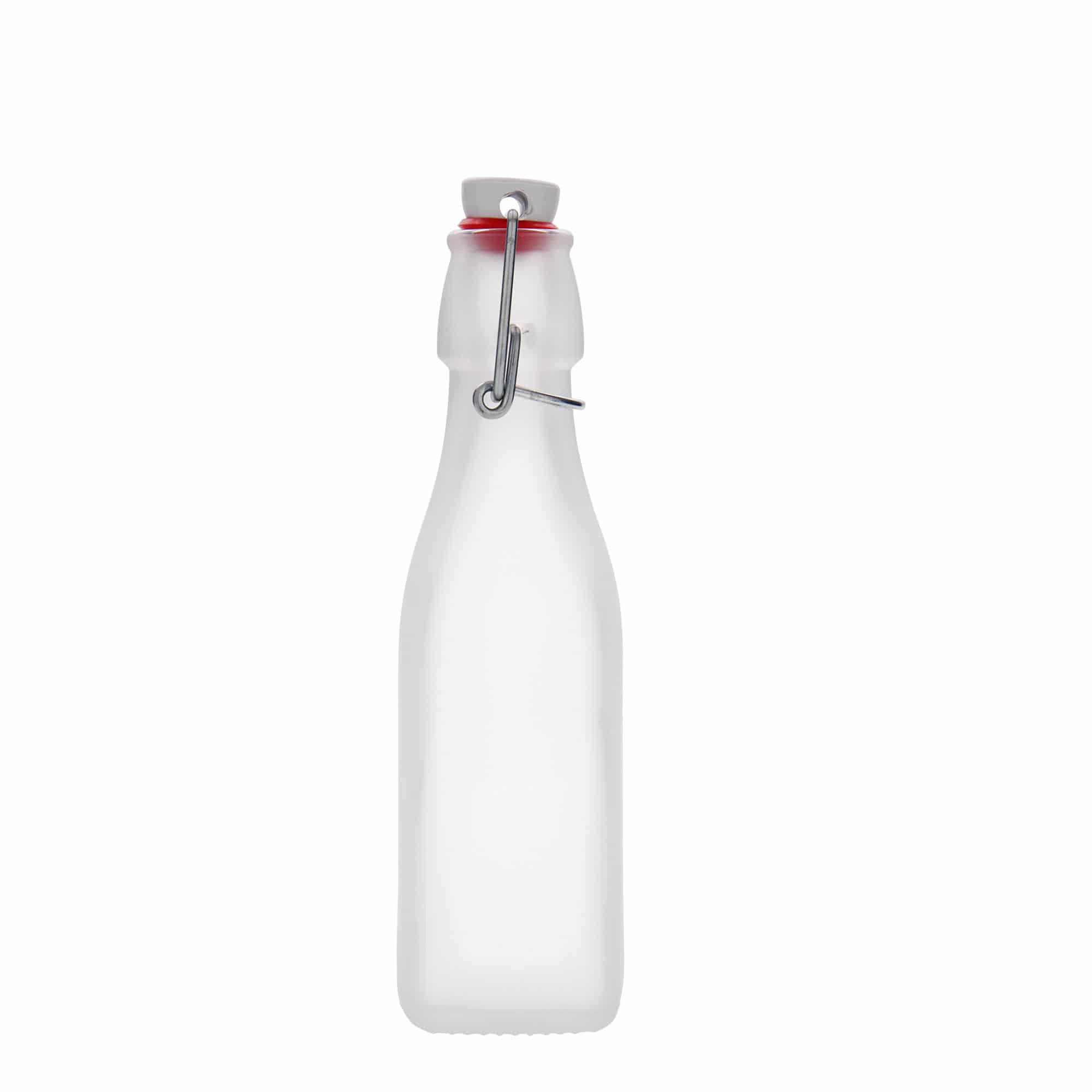 250 ml klaaspudel 'Sving', ruudukujuline, valge, sulgur: traatkork