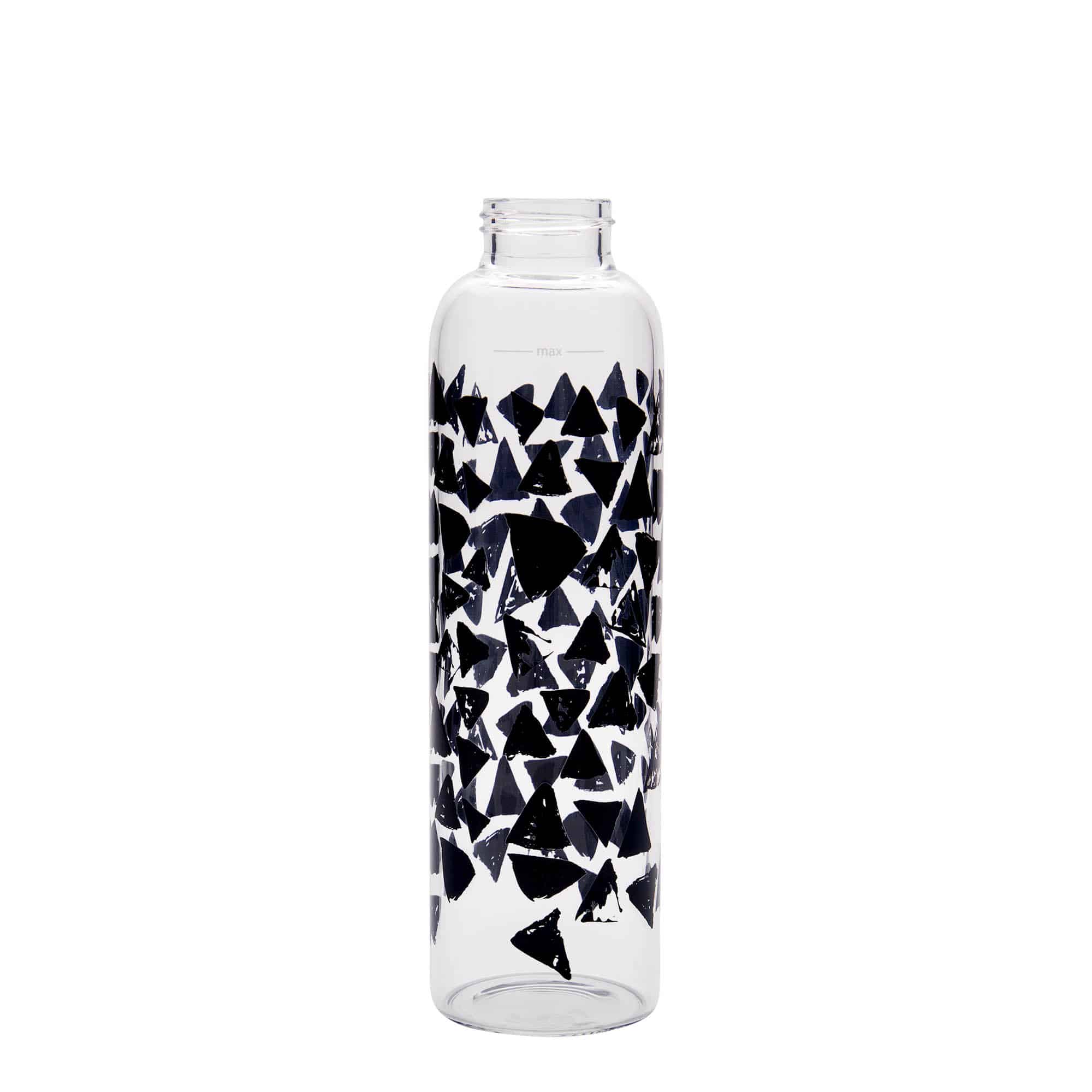 500 ml joogipudel 'Perseus', motiiv: mustad kolmnurgad, sulgur: keeratav kork 500 ml joogipudel 'Perseus', motiiv: mustad kolmnurgad, sulgur: keeratav kork