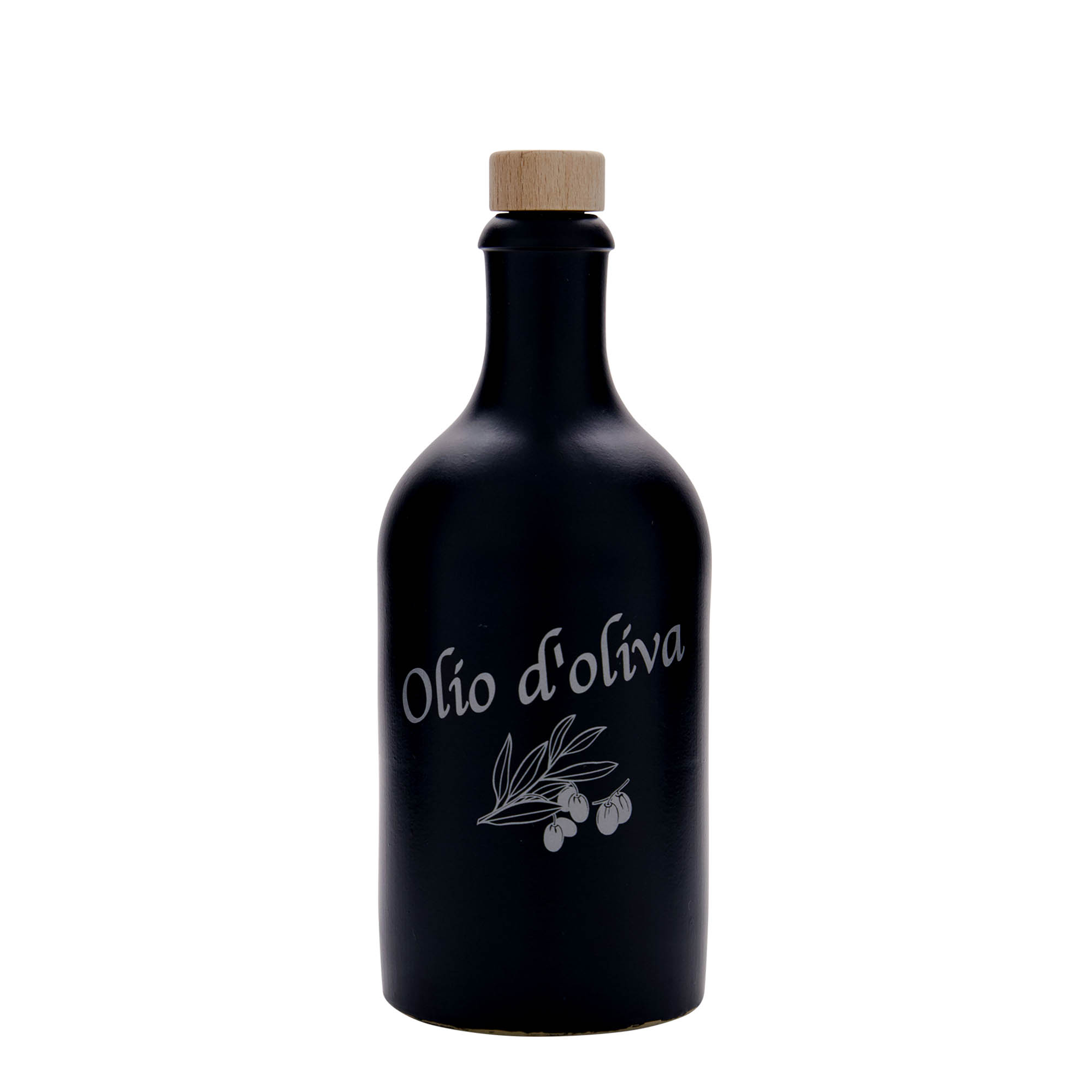 500 ml savikann, motiiv: oliiviõli, keraamika, must, suuava: kork